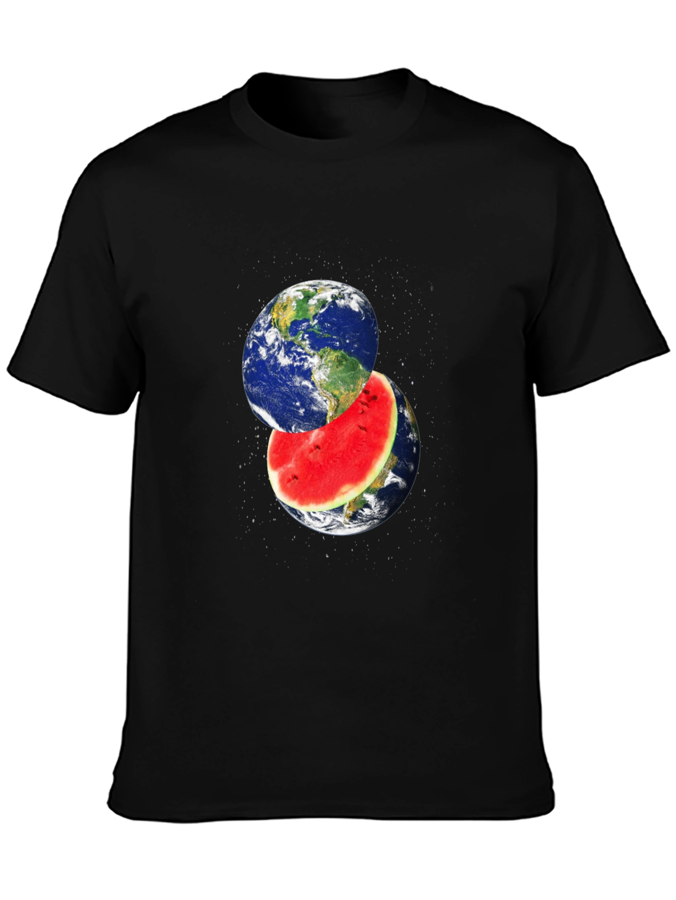 Earth Watermelon Graphic Black T-Shirt