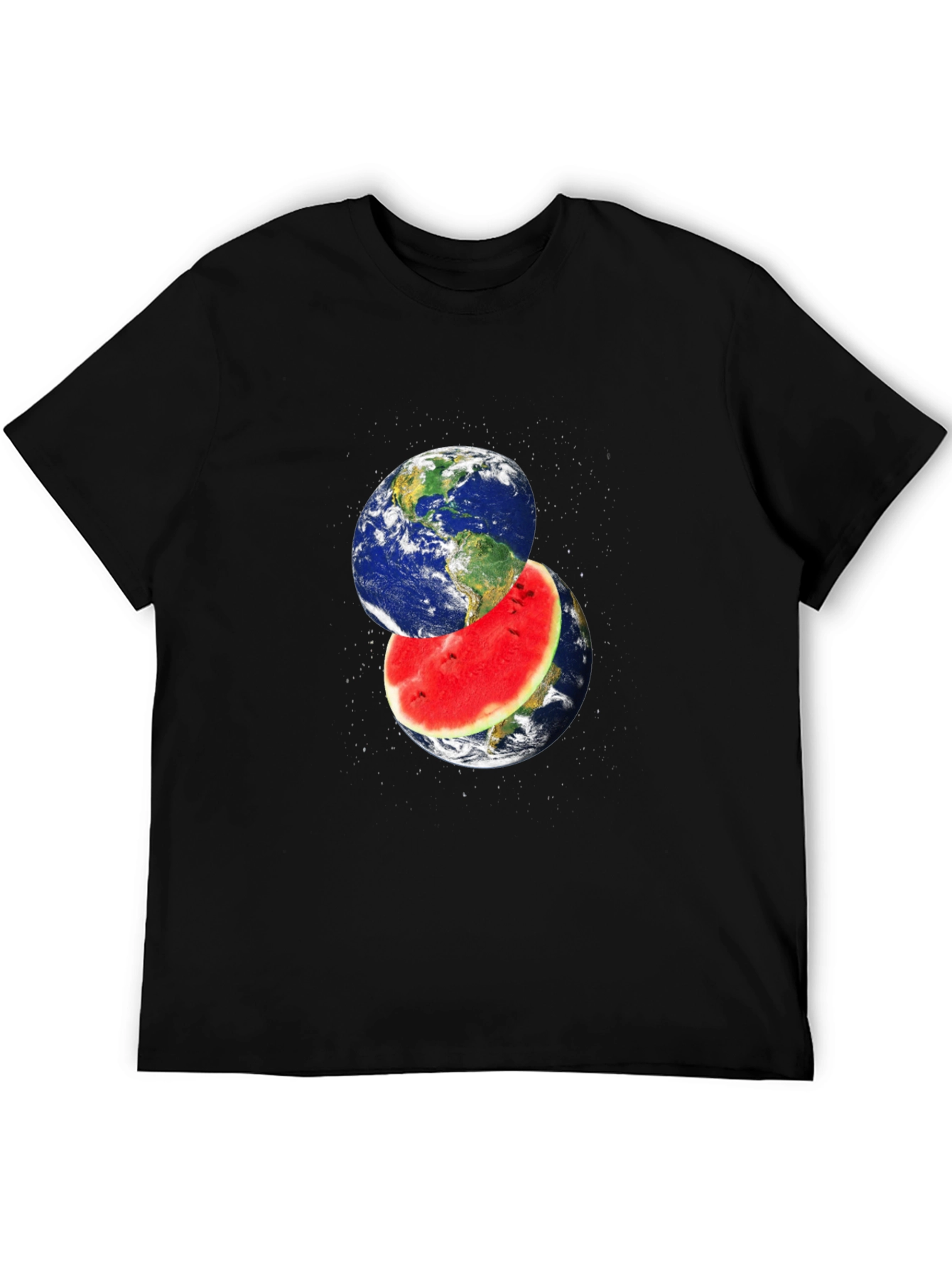 Earth Watermelon Graphic Black T-Shirt