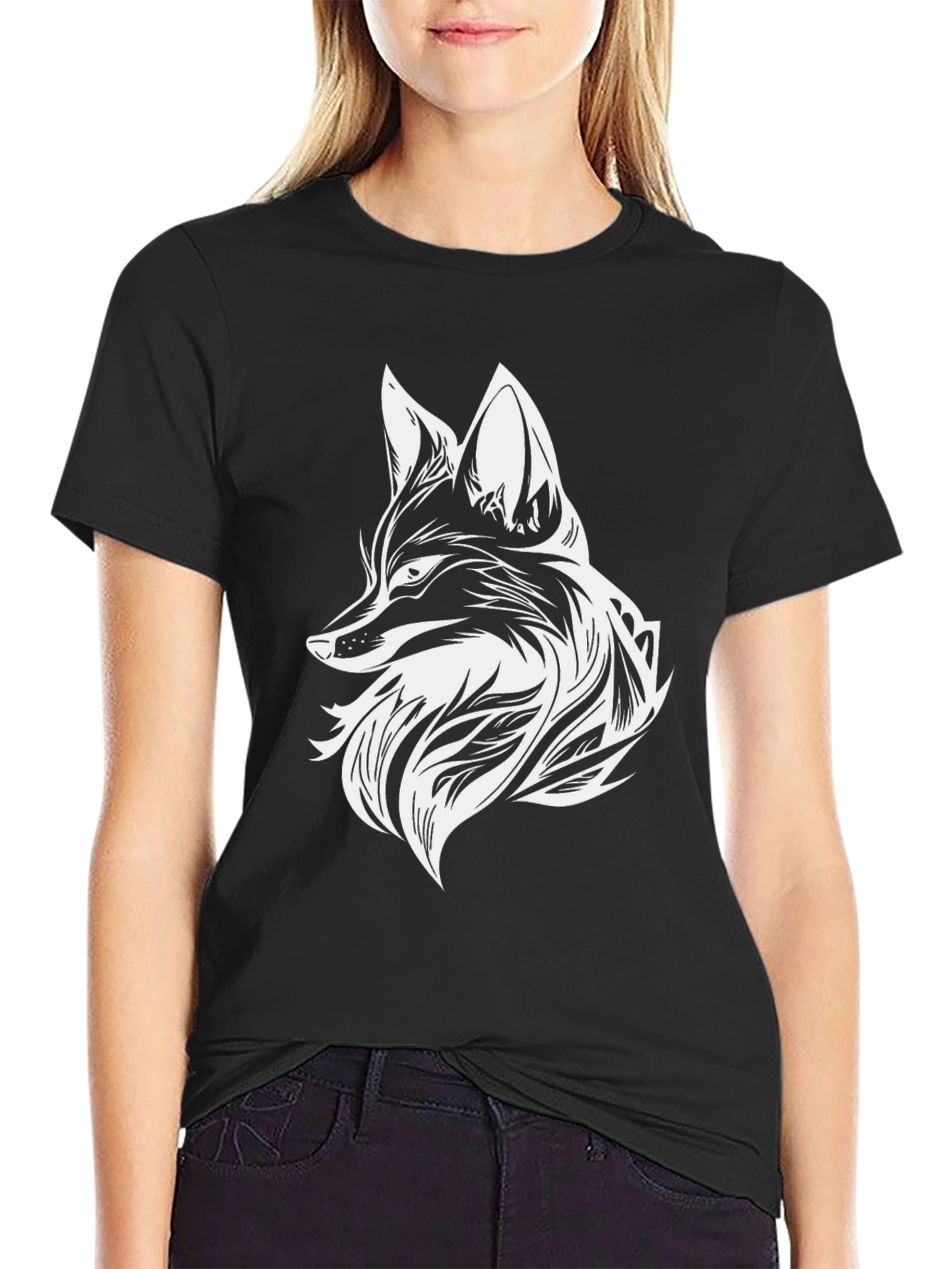 Fox Head Graphic Tee - Stylish Black T-Shirt