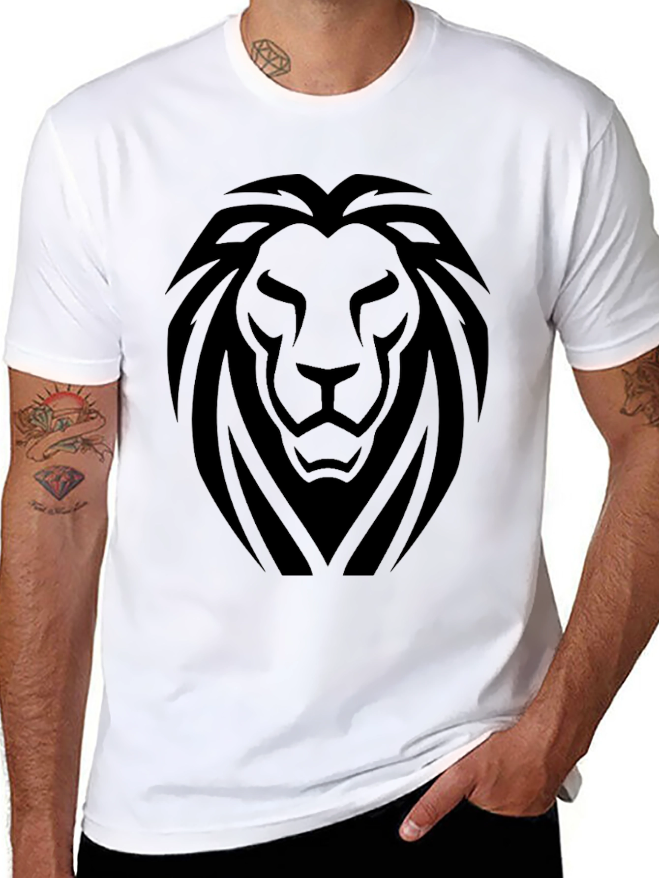 Bold Lion Graphic Print Black T-Shirt