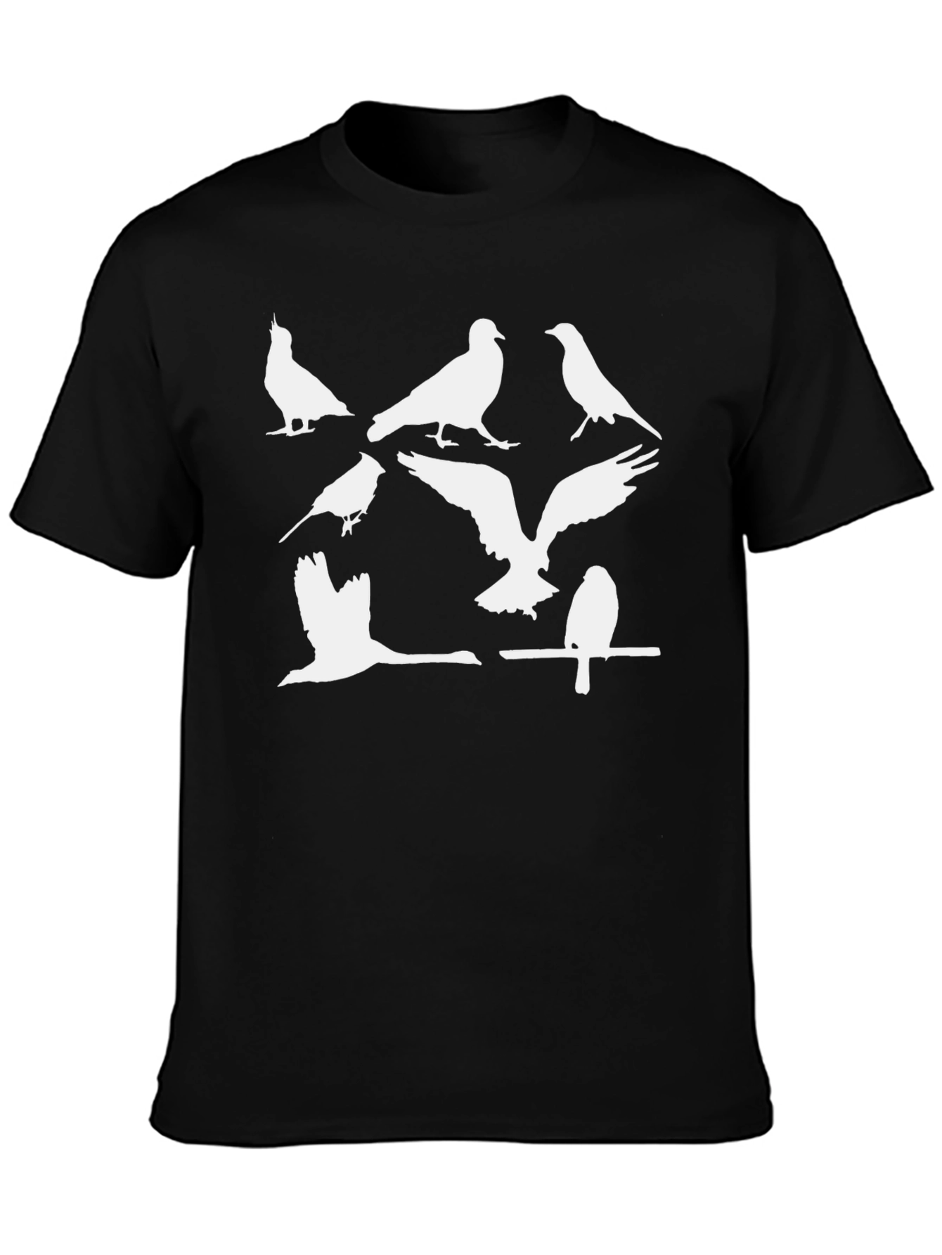 Bird Silhouettes Graphic Tee - Black