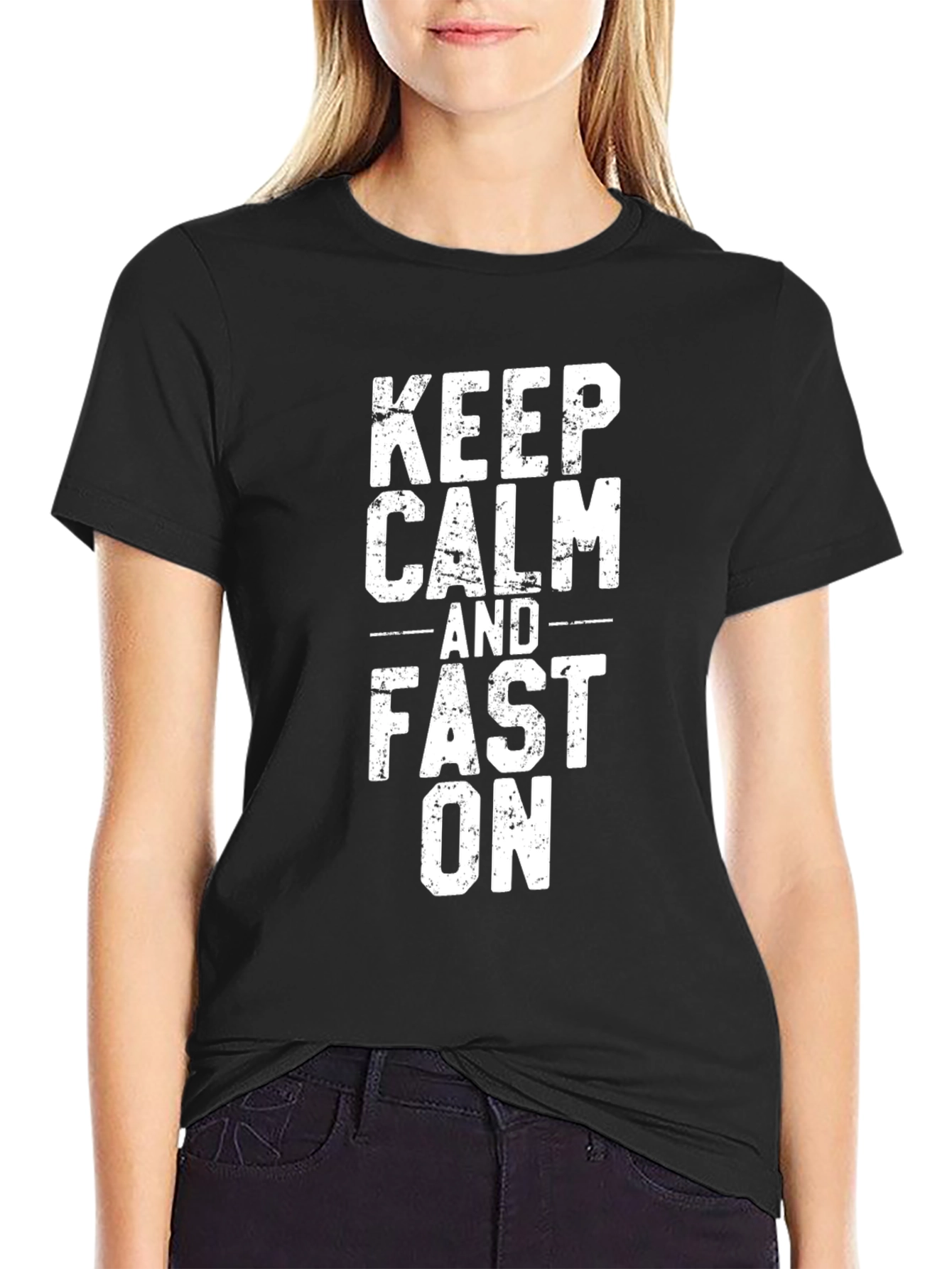 Keep Calm and Fast On Black Graphic Tee