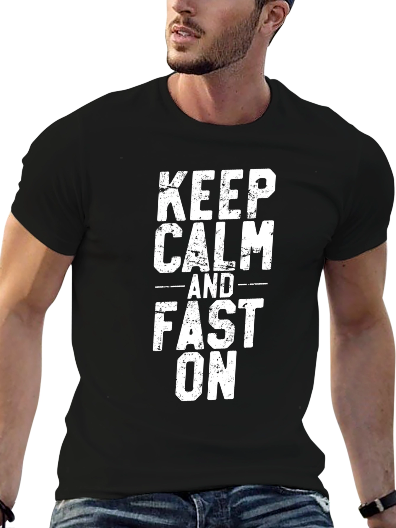 Keep Calm and Fast On Black Graphic Tee