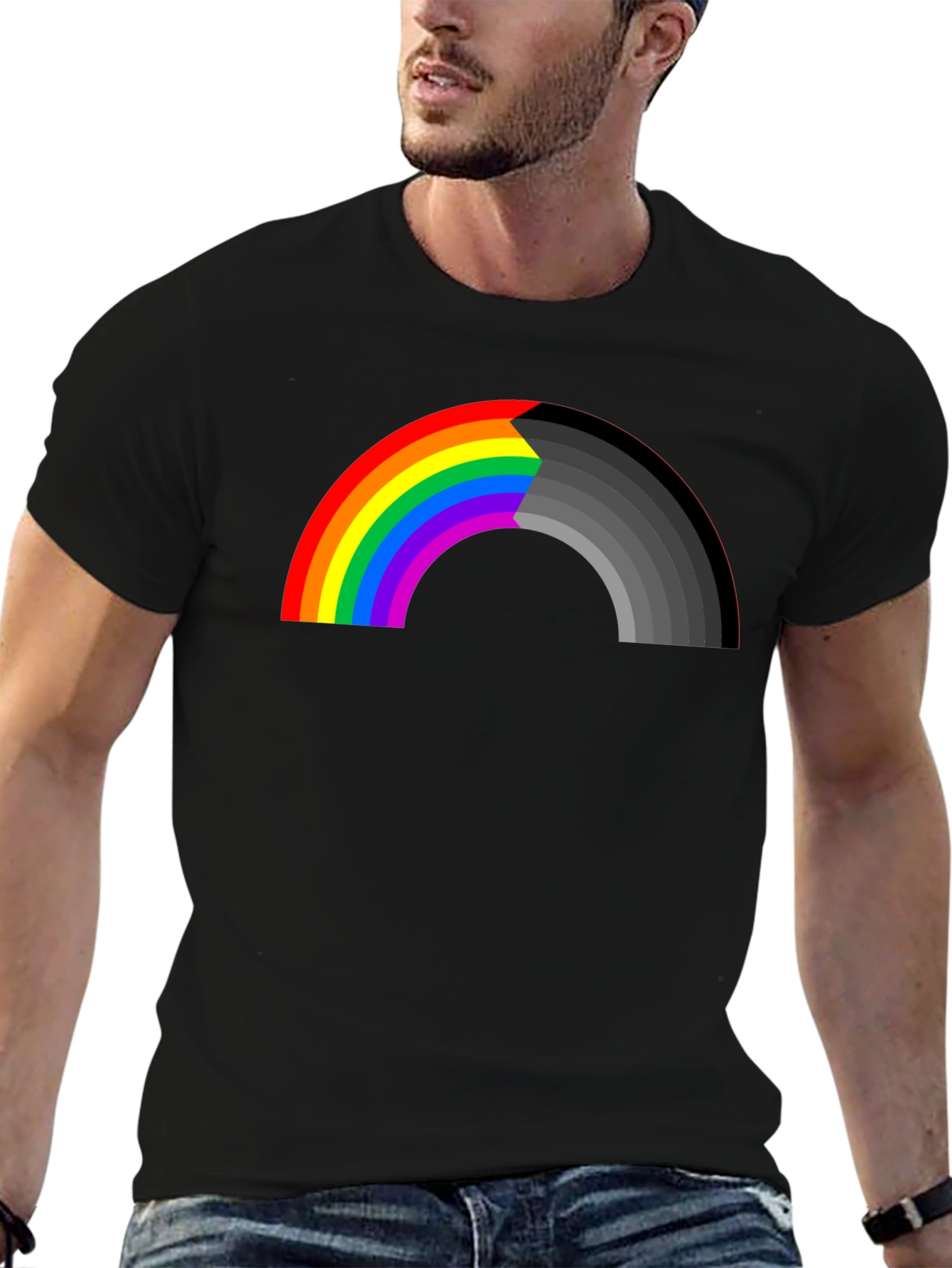 Rainbow to Gray Mens Graphic T-Shirt