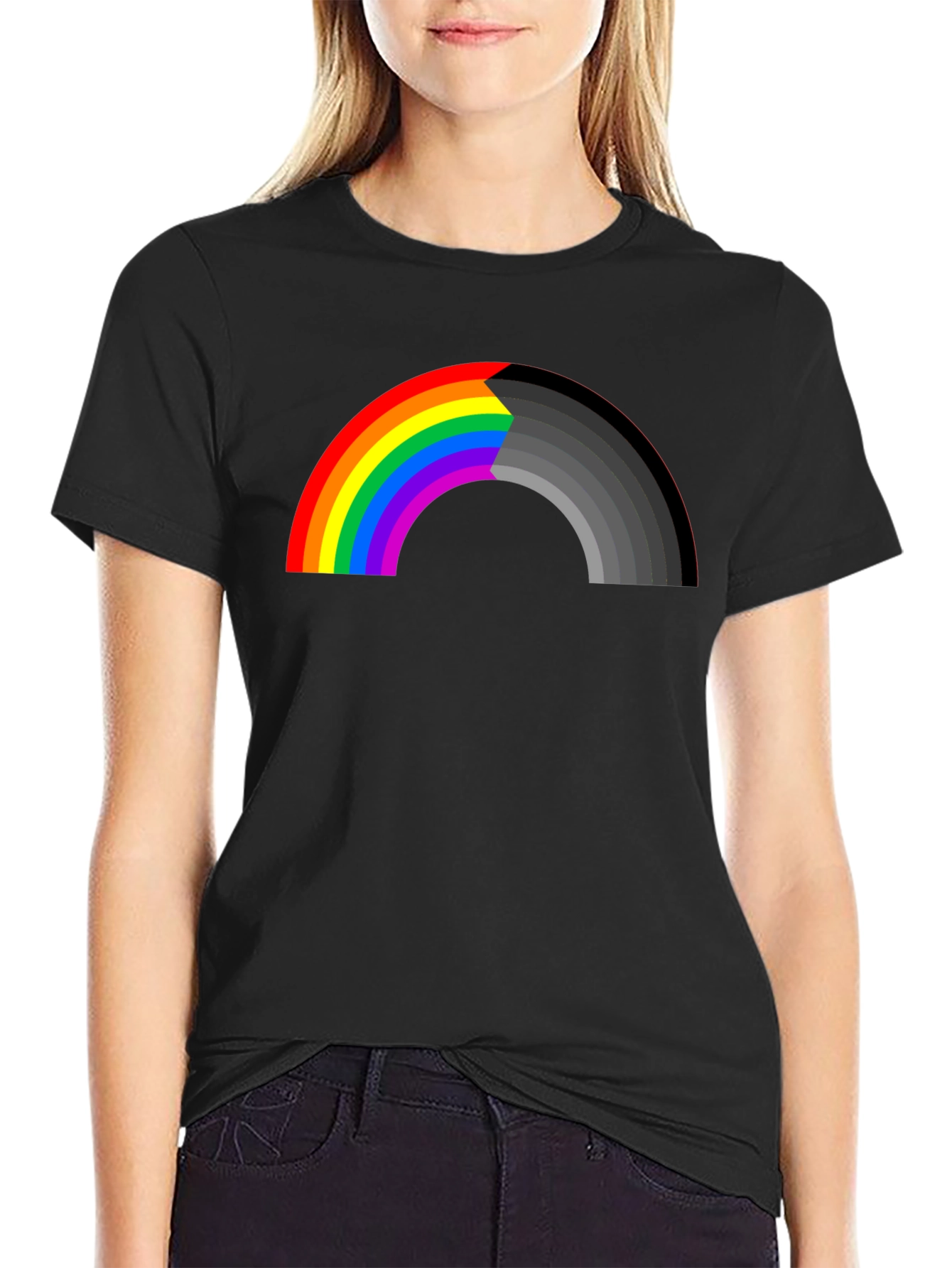 Rainbow to Gray Mens Graphic T-Shirt