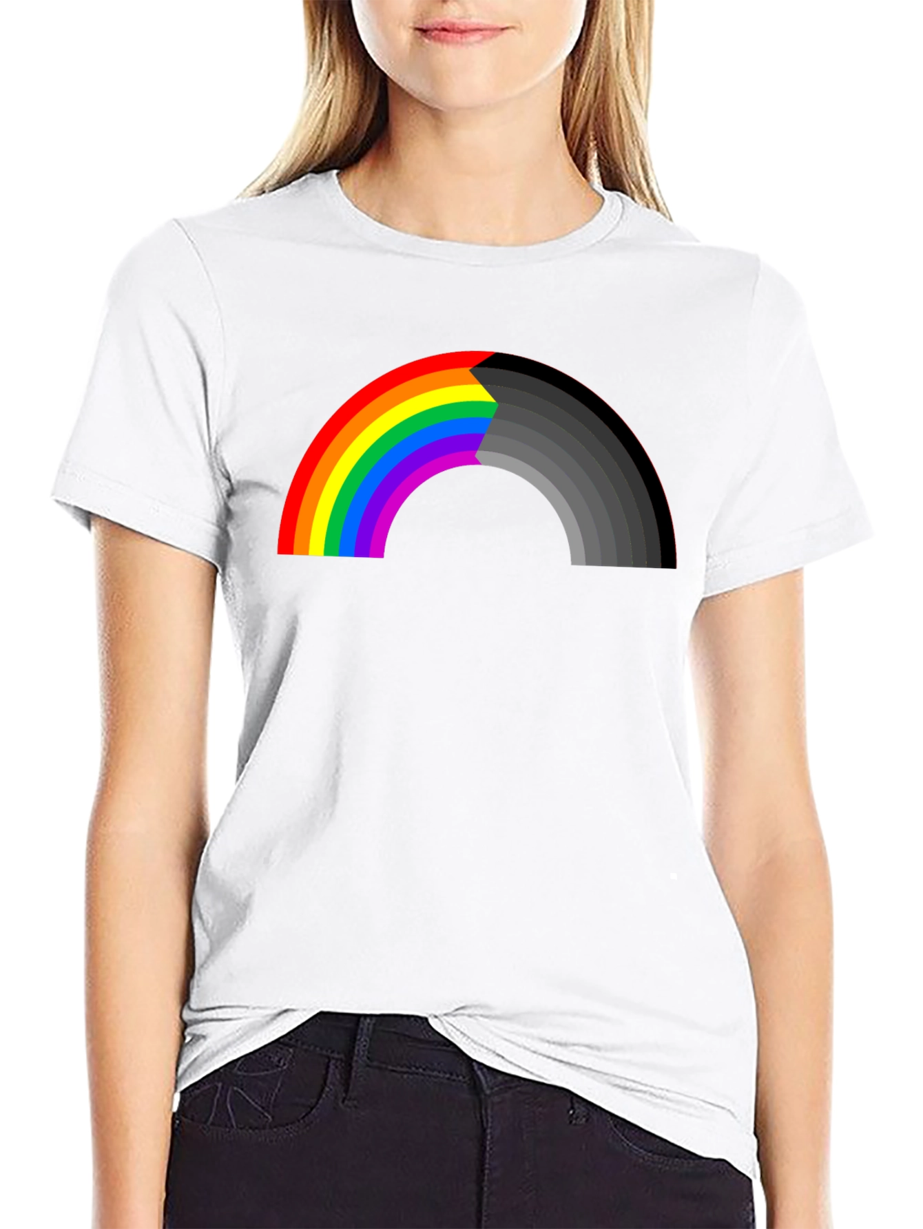 Rainbow to Gray Mens Graphic T-Shirt