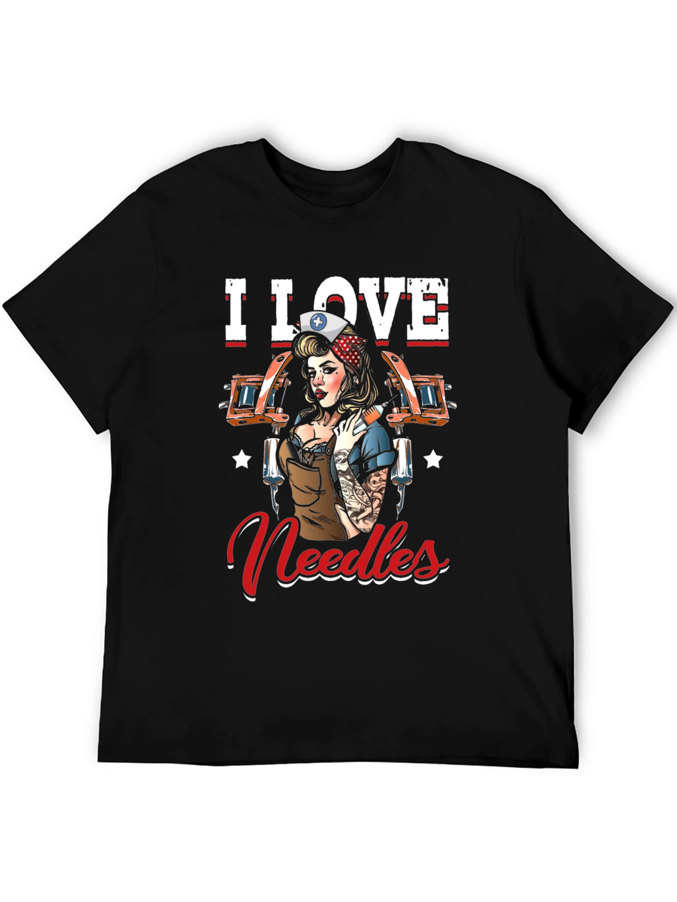 I Love Needles Black T-Shirt Tattoo Artist Nurse