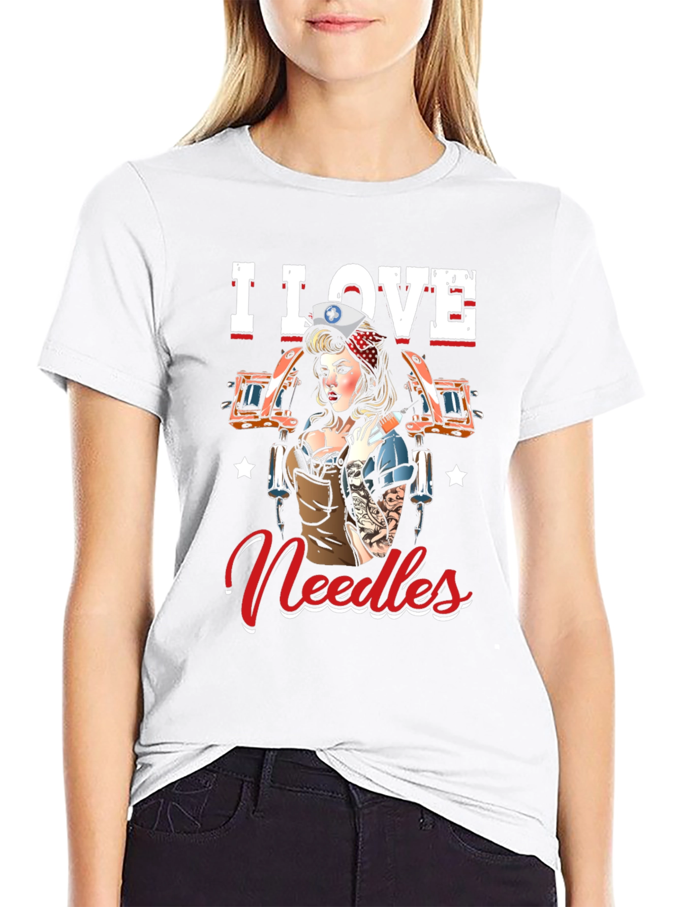I Love Needles Black T-Shirt Tattoo Artist Nurse