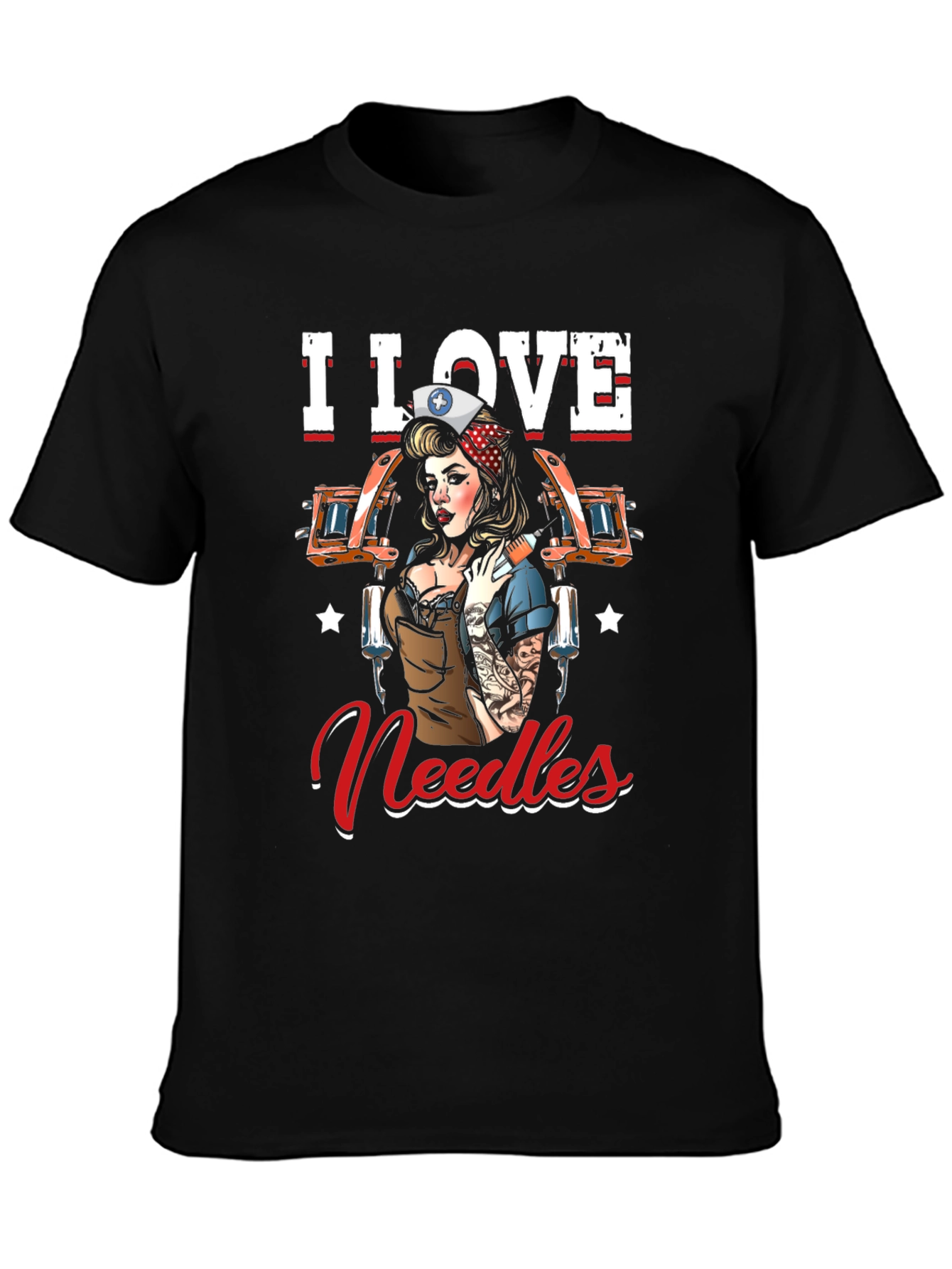 I Love Needles Black T-Shirt Tattoo Artist Nurse