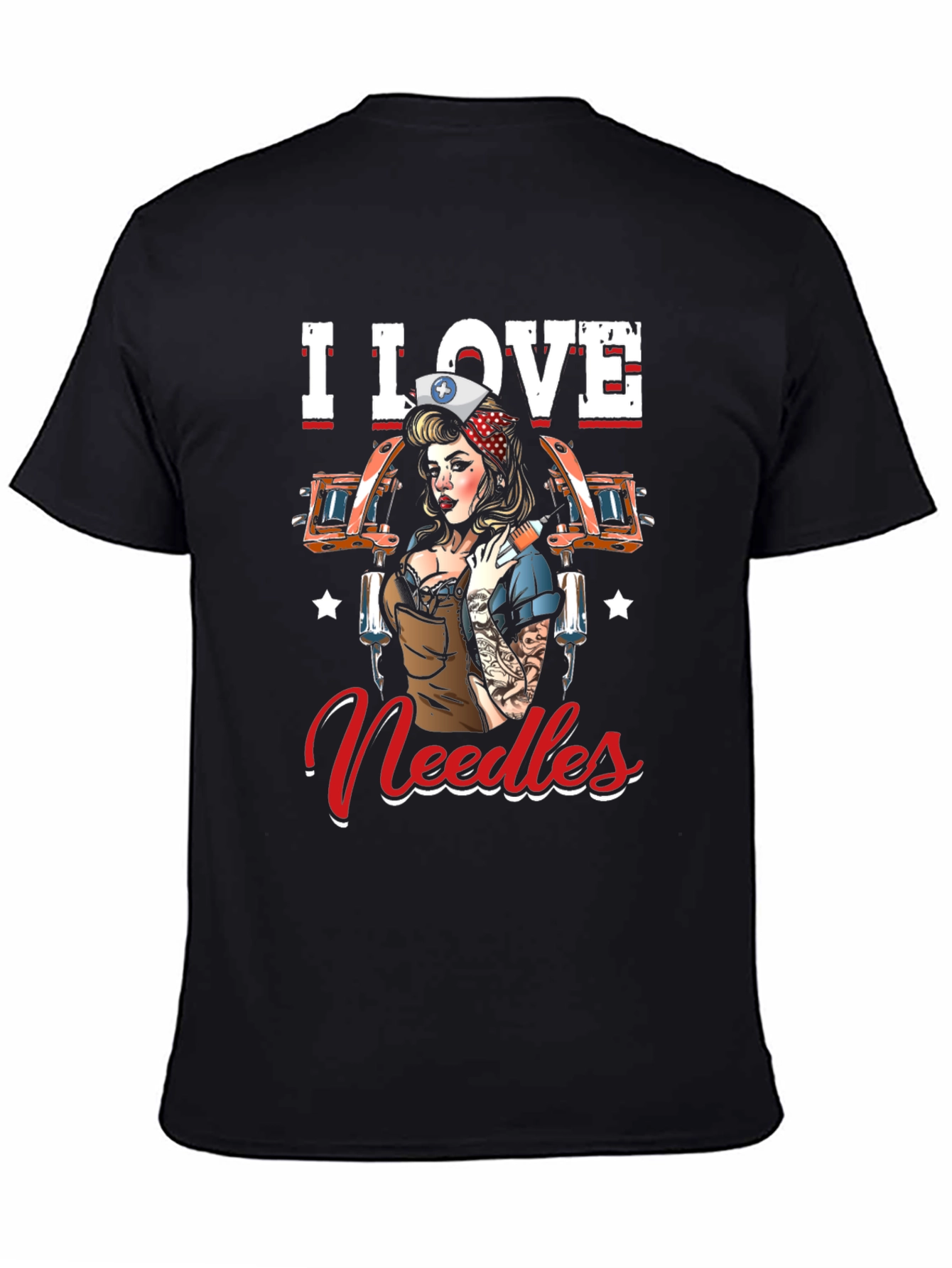 I Love Needles Black T-Shirt Tattoo Artist Nurse
