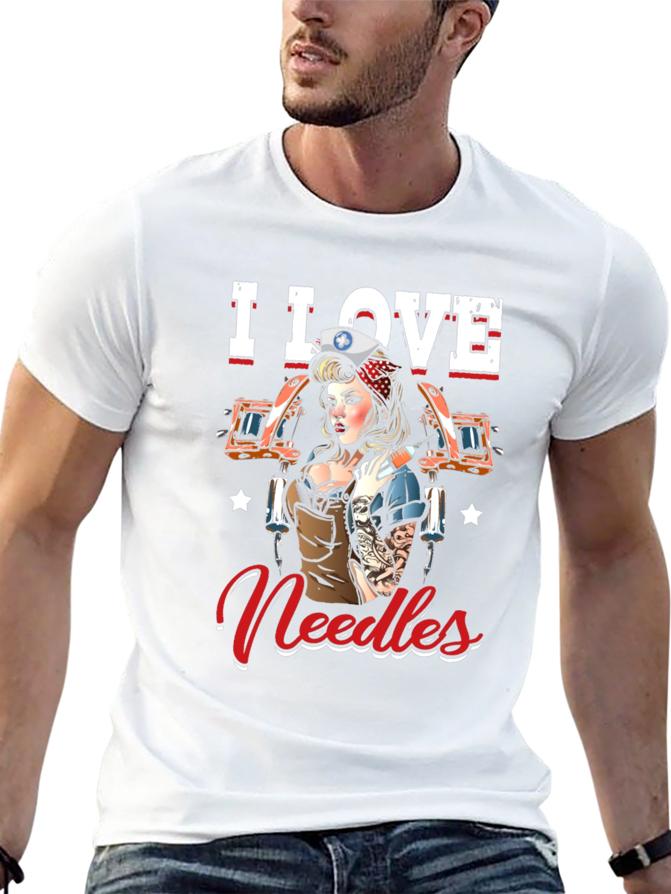 I Love Needles Black T-Shirt Tattoo Artist Nurse
