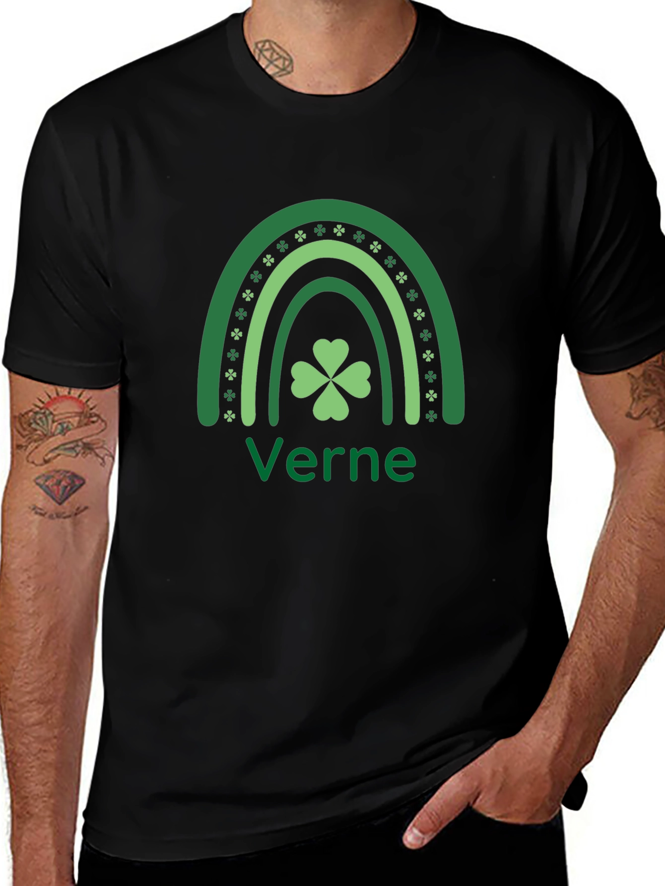 St. Patricks Day Verne T-Shirt Clover Rainbow