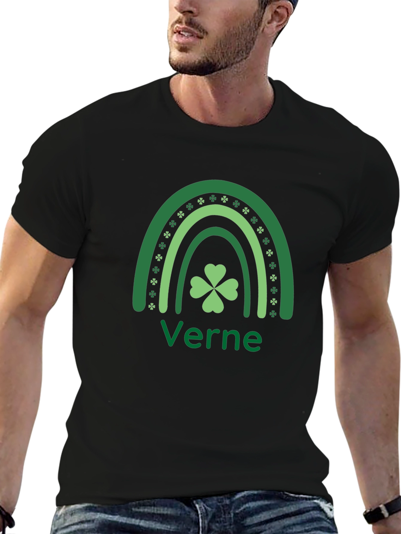 St. Patricks Day Verne T-Shirt Clover Rainbow