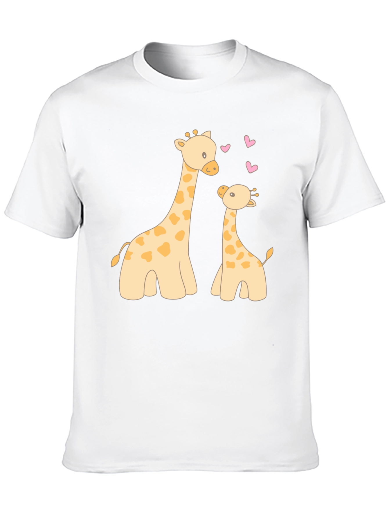 Cute Giraffe Mom and Baby Black T-Shirt
