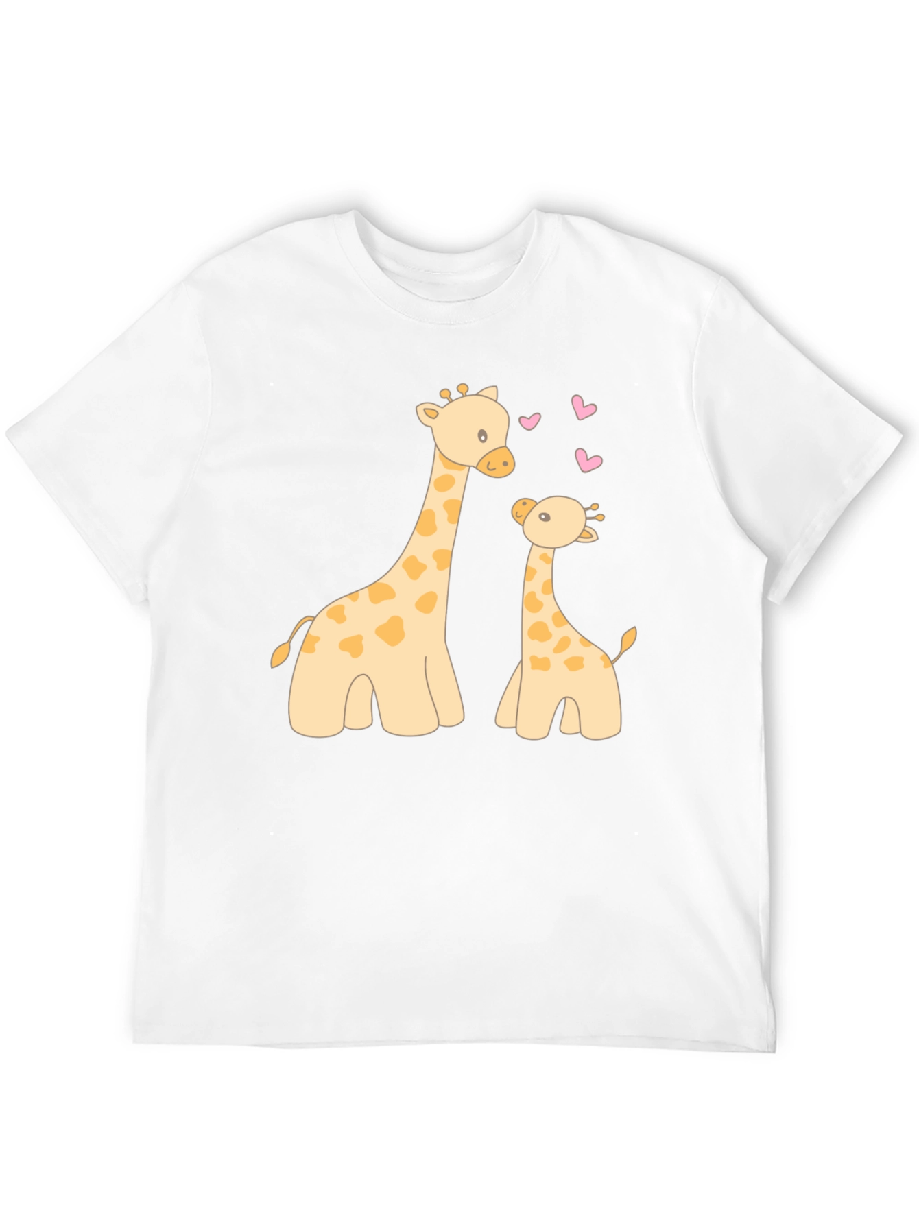 Cute Giraffe Mom and Baby Black T-Shirt