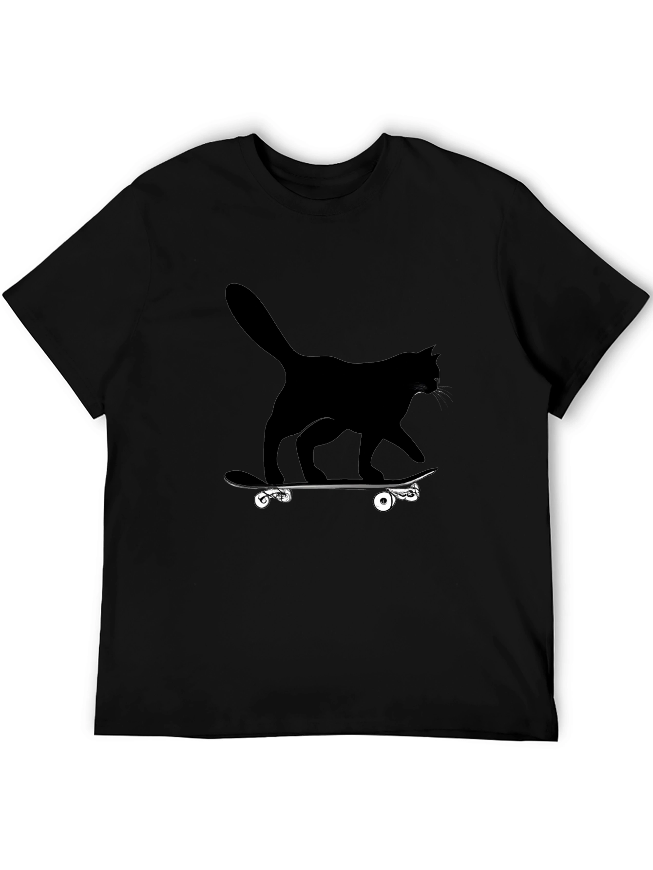 Cool Cat Skateboard Graphic Tee - Black
