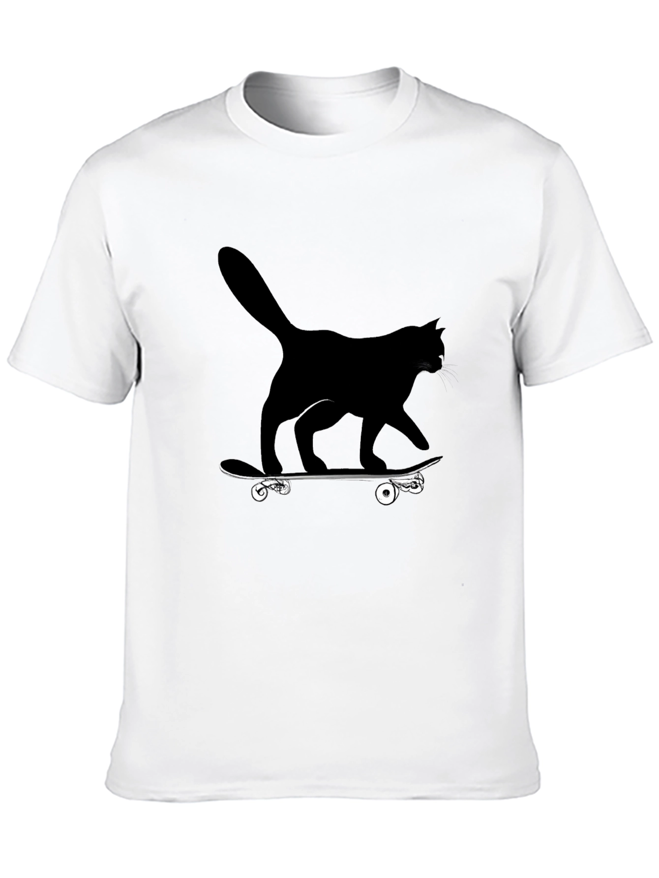 Cool Cat Skateboard Graphic Tee - Black