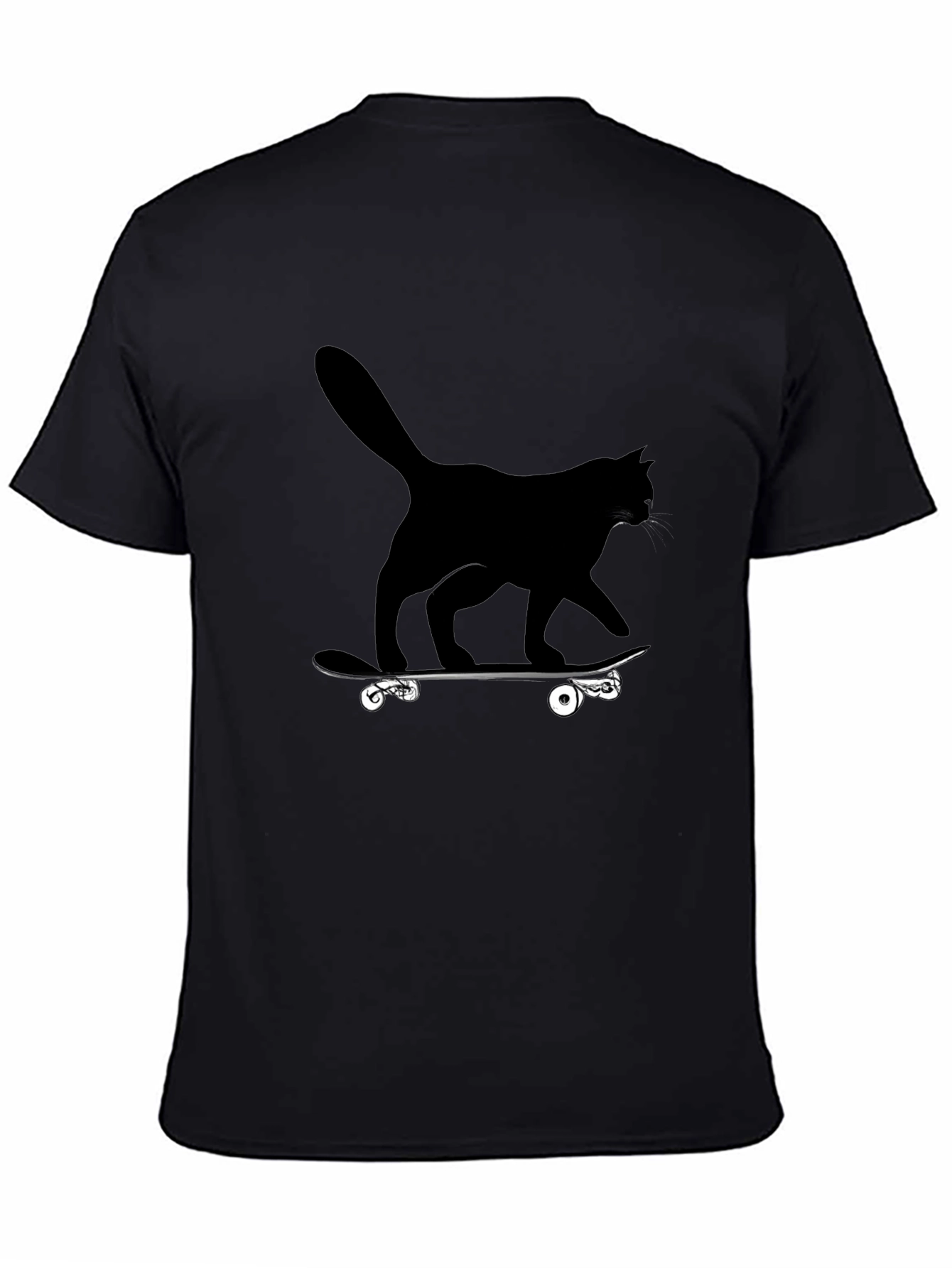 Cool Cat Skateboard Graphic Tee - Black