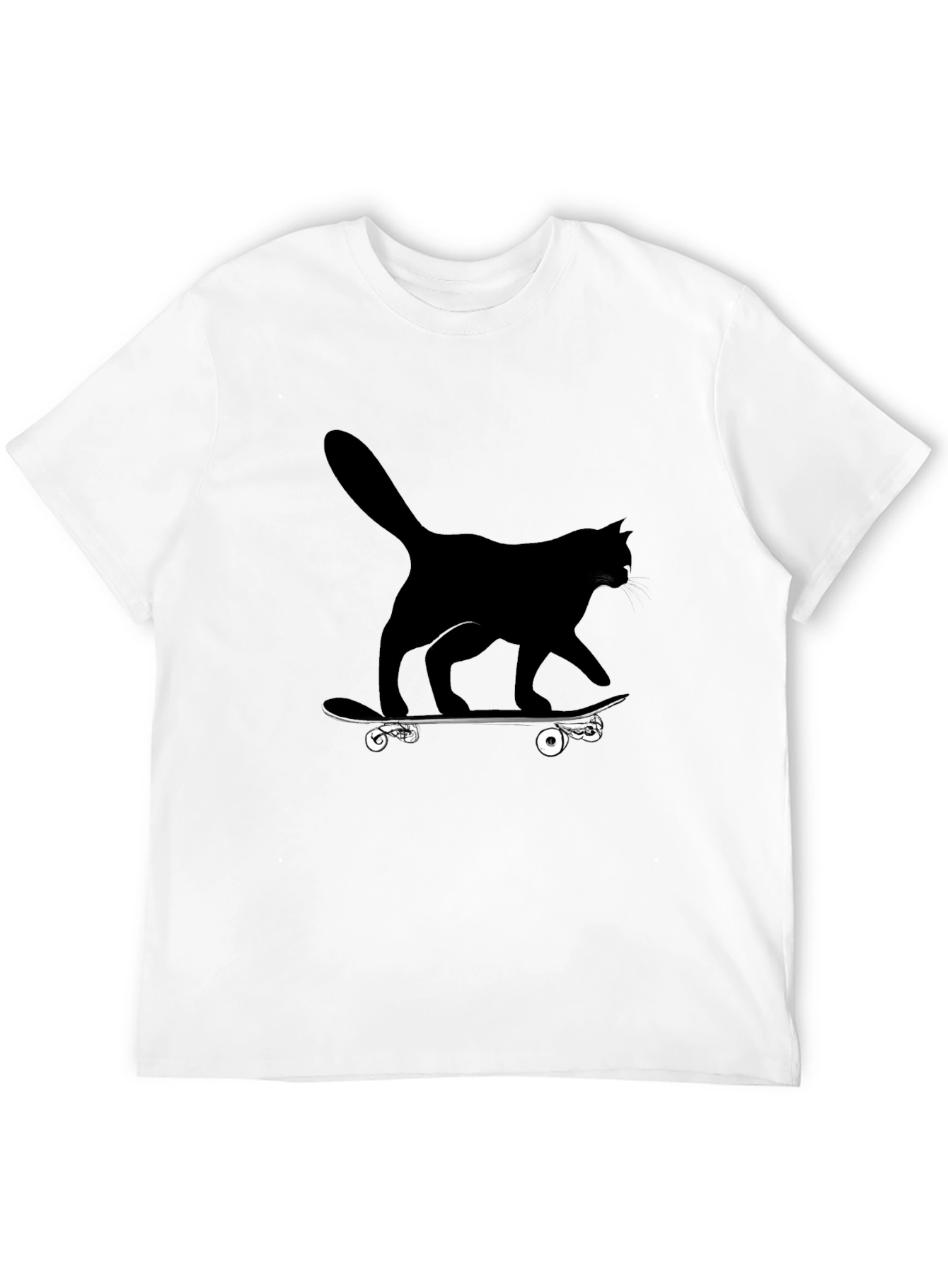 Cool Cat Skateboard Graphic Tee - Black