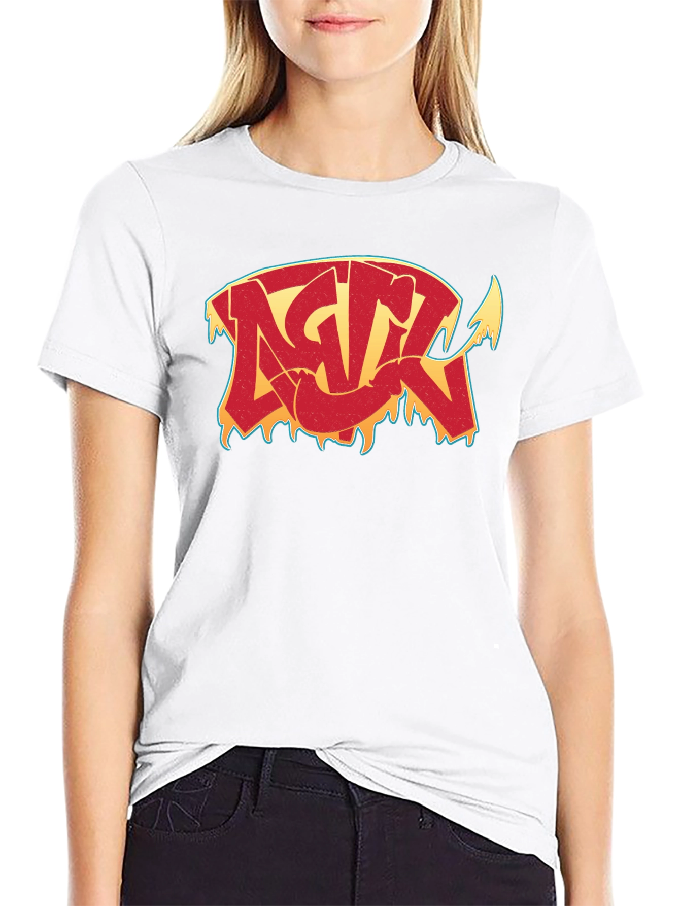 Edgy Graphic Tee: Red Drip Devil