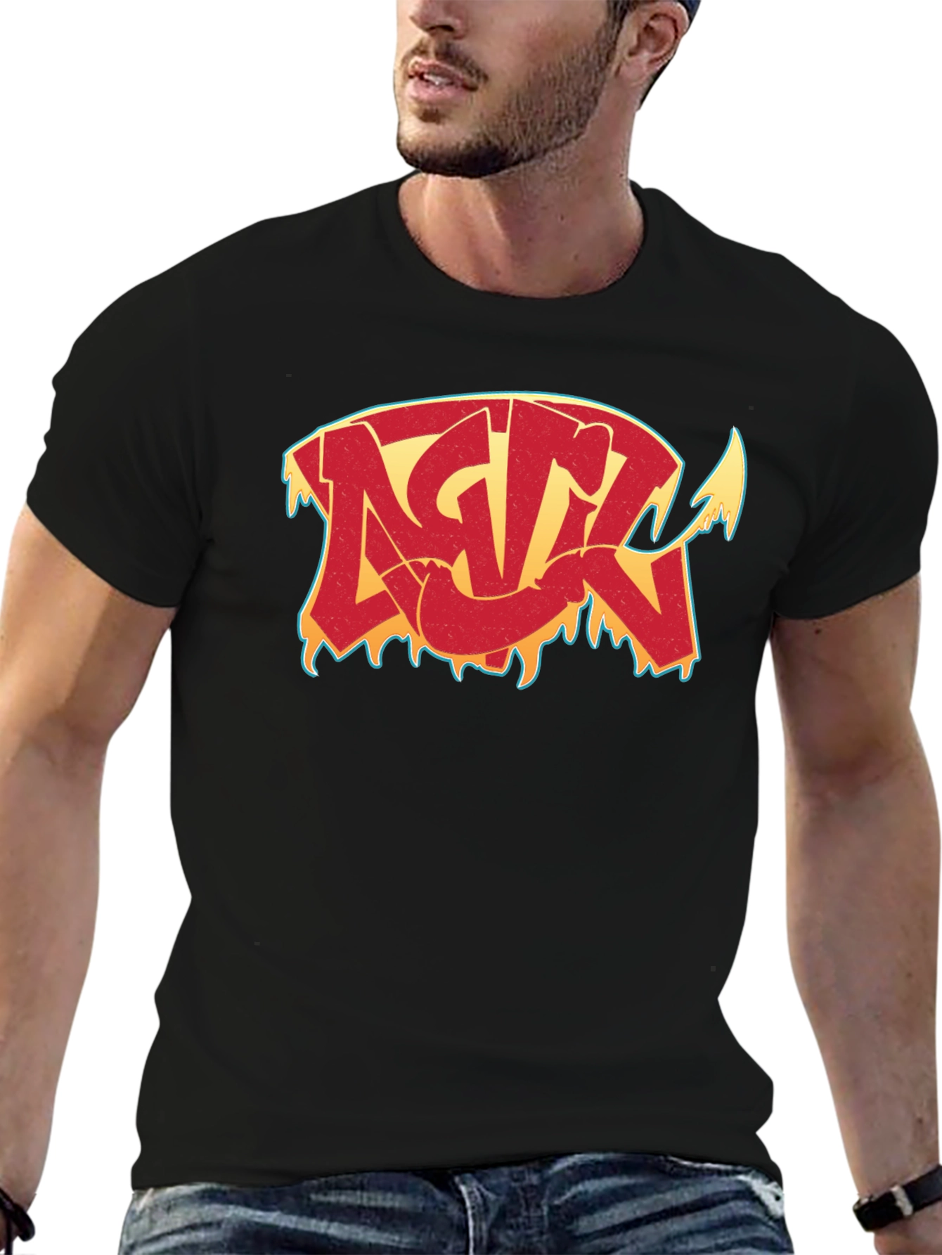 Edgy Graphic Tee: Red Drip Devil