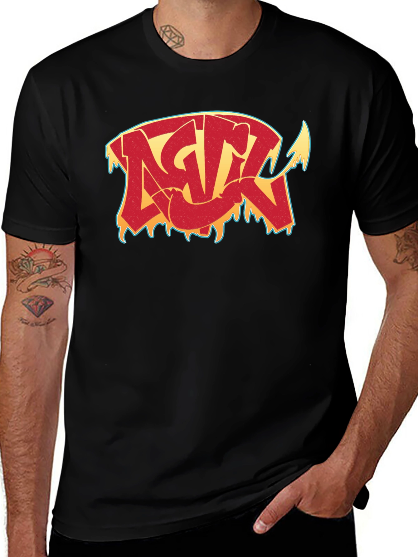 Edgy Graphic Tee: Red Drip Devil
