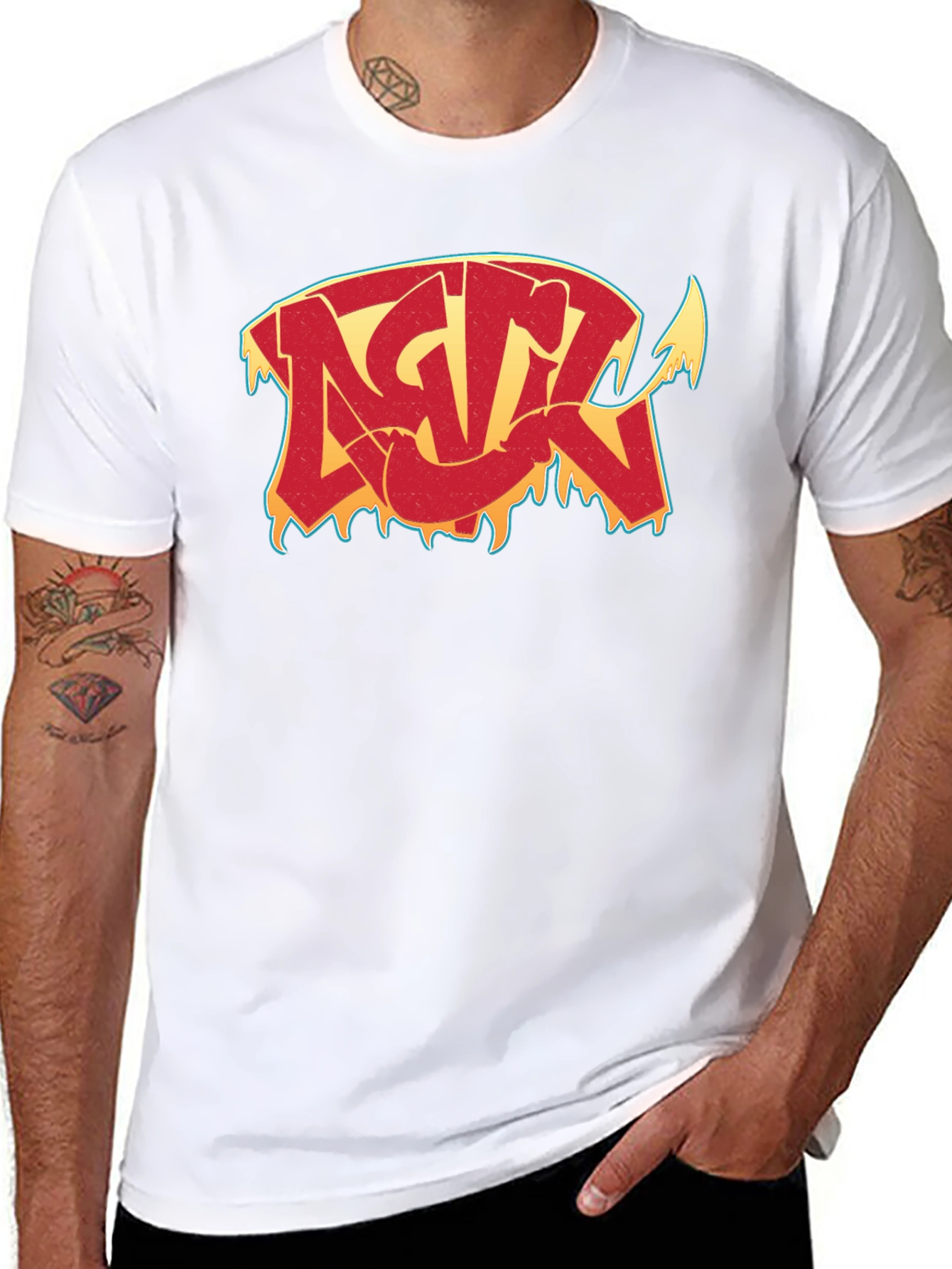 Edgy Graphic Tee: Red Drip Devil