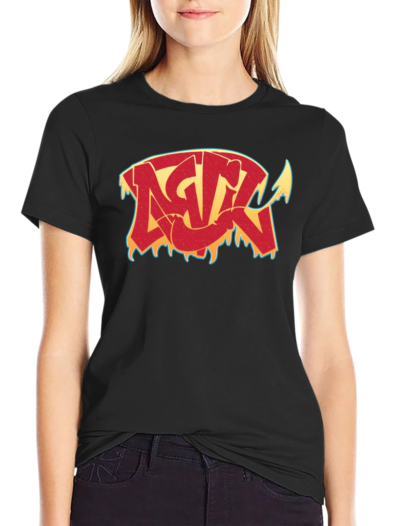 Edgy Graphic Tee: Red Drip Devil
