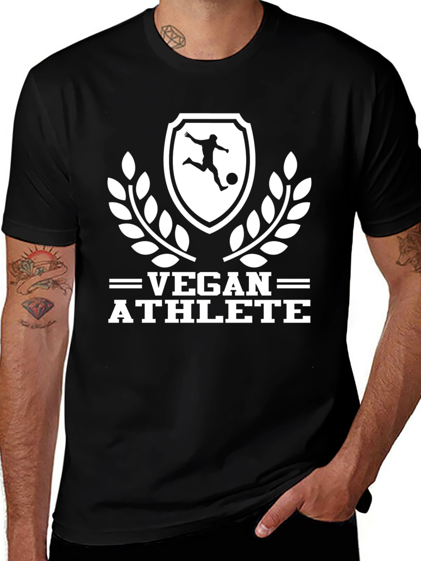 Vegan Athlete Graphic Tee - Black Cotton Shirt