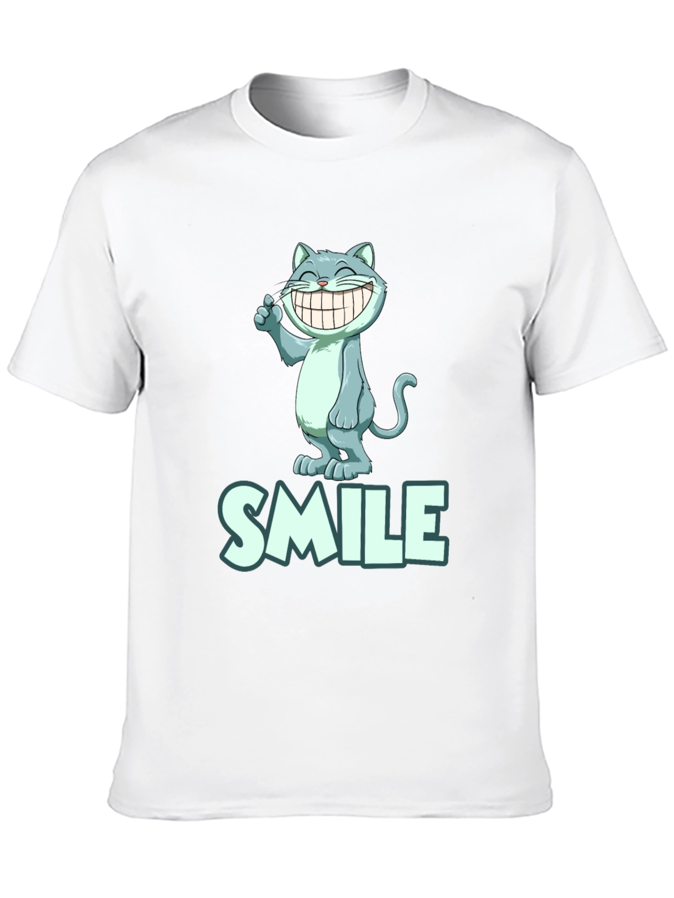 Smile Cat Tee - Black Cotton Blend T-Shirt