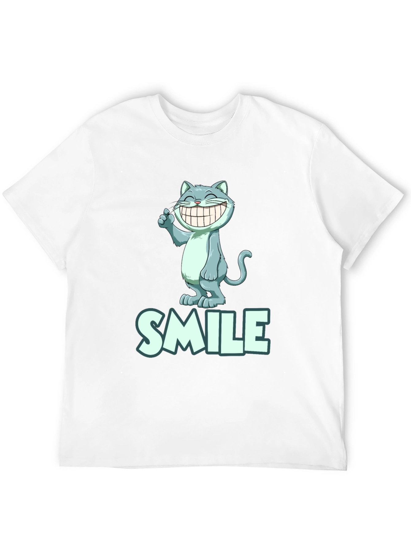 Smile Cat Tee - Black Cotton Blend T-Shirt