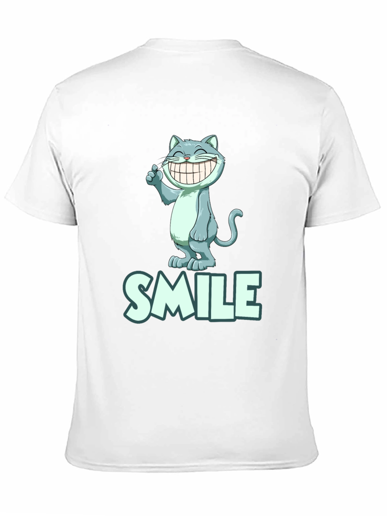 Smile Cat Tee - Black Cotton Blend T-Shirt