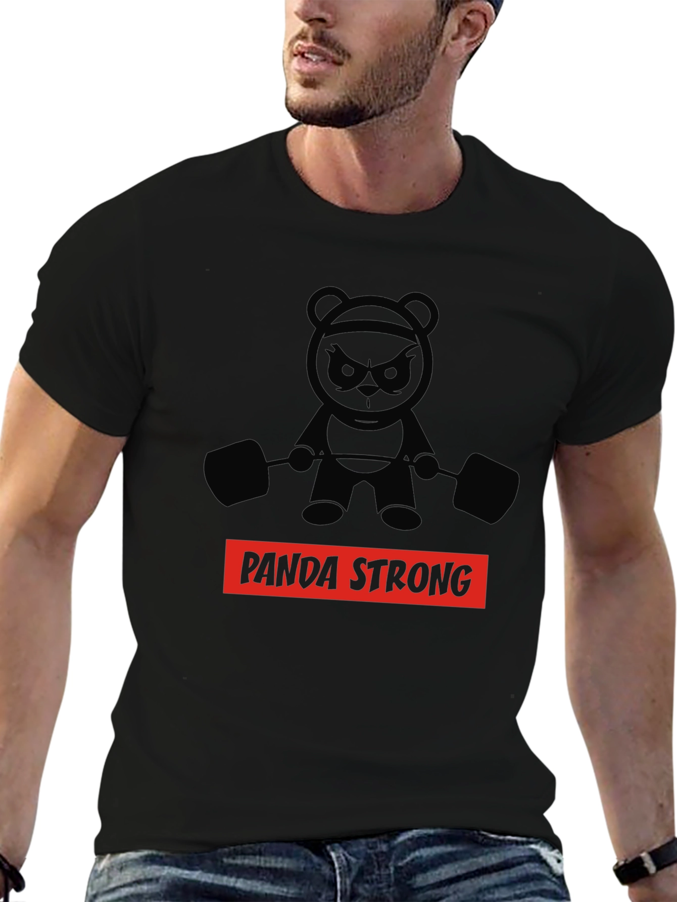 Panda Strong Black T-Shirt