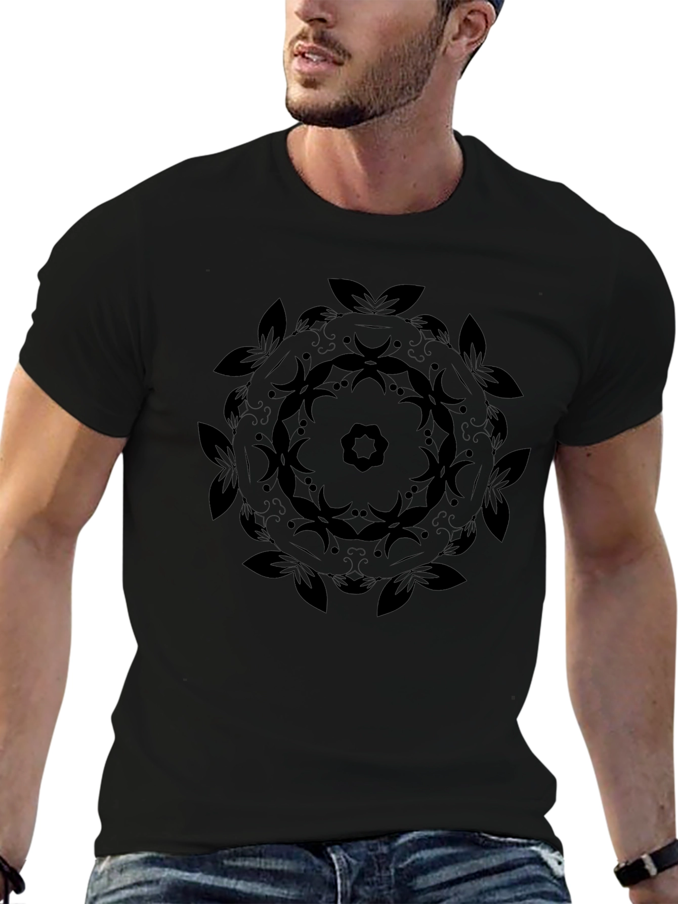 Black Mandala Graphic Tee - Stylish Everyday Wear