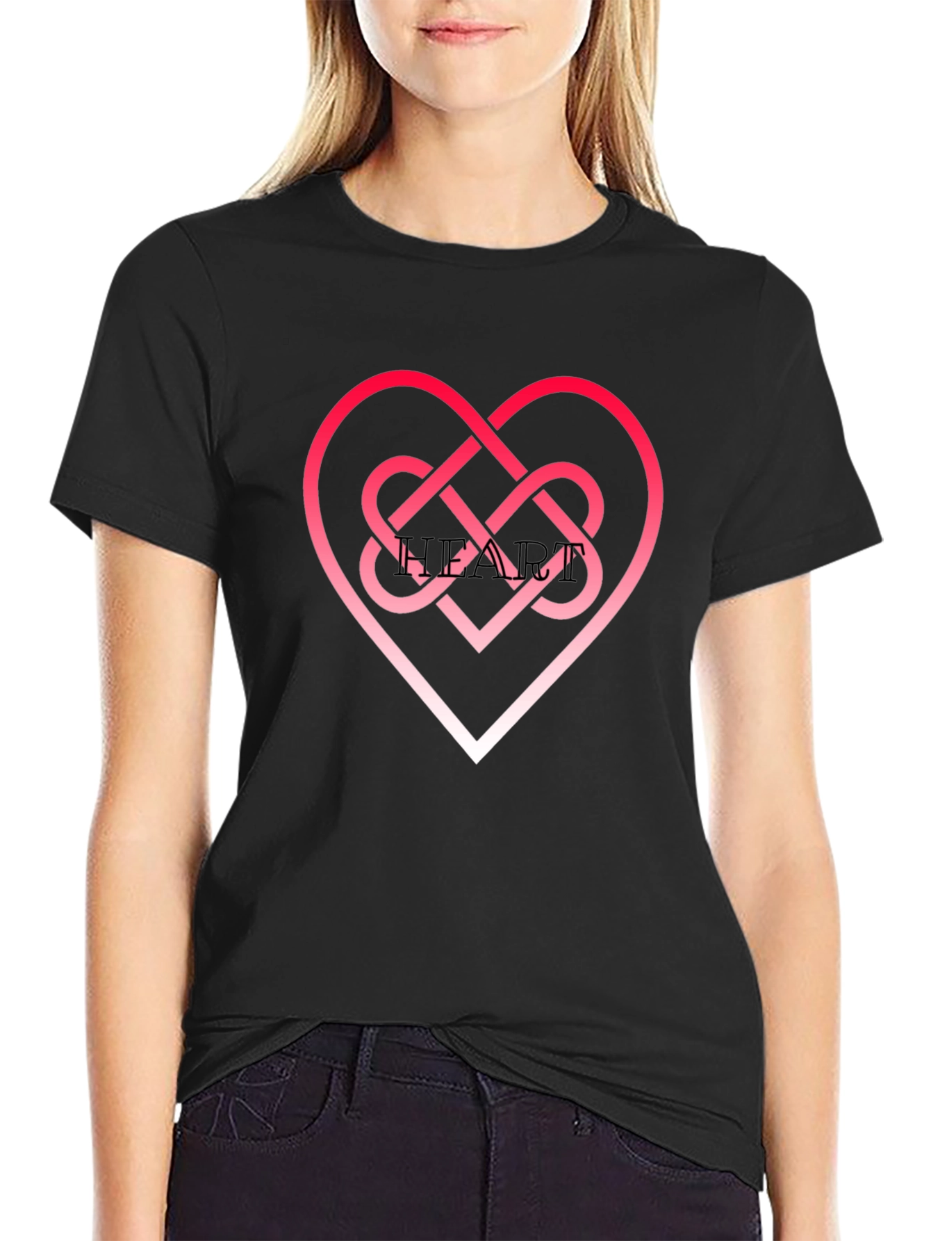 Heart Knot Graphic Black T-Shirt