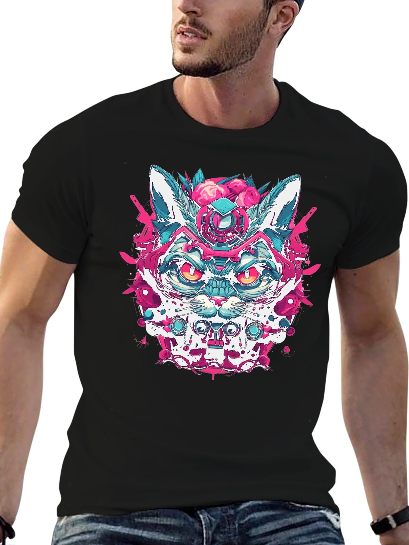 Cyberpunk Cat T-Shirt - Cool Graphic Tee