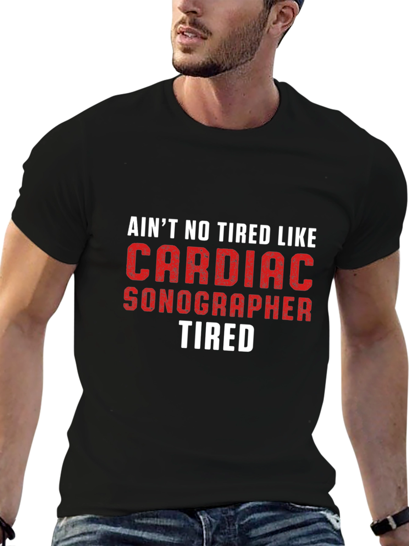 Cardiac Sonographer Tired Black T-Shirt