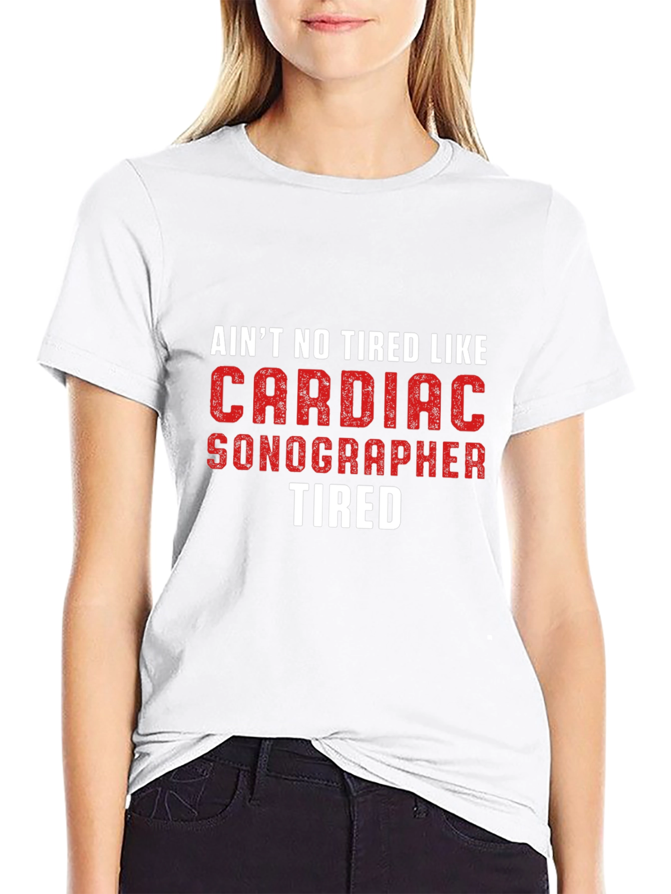 Cardiac Sonographer Tired Black T-Shirt