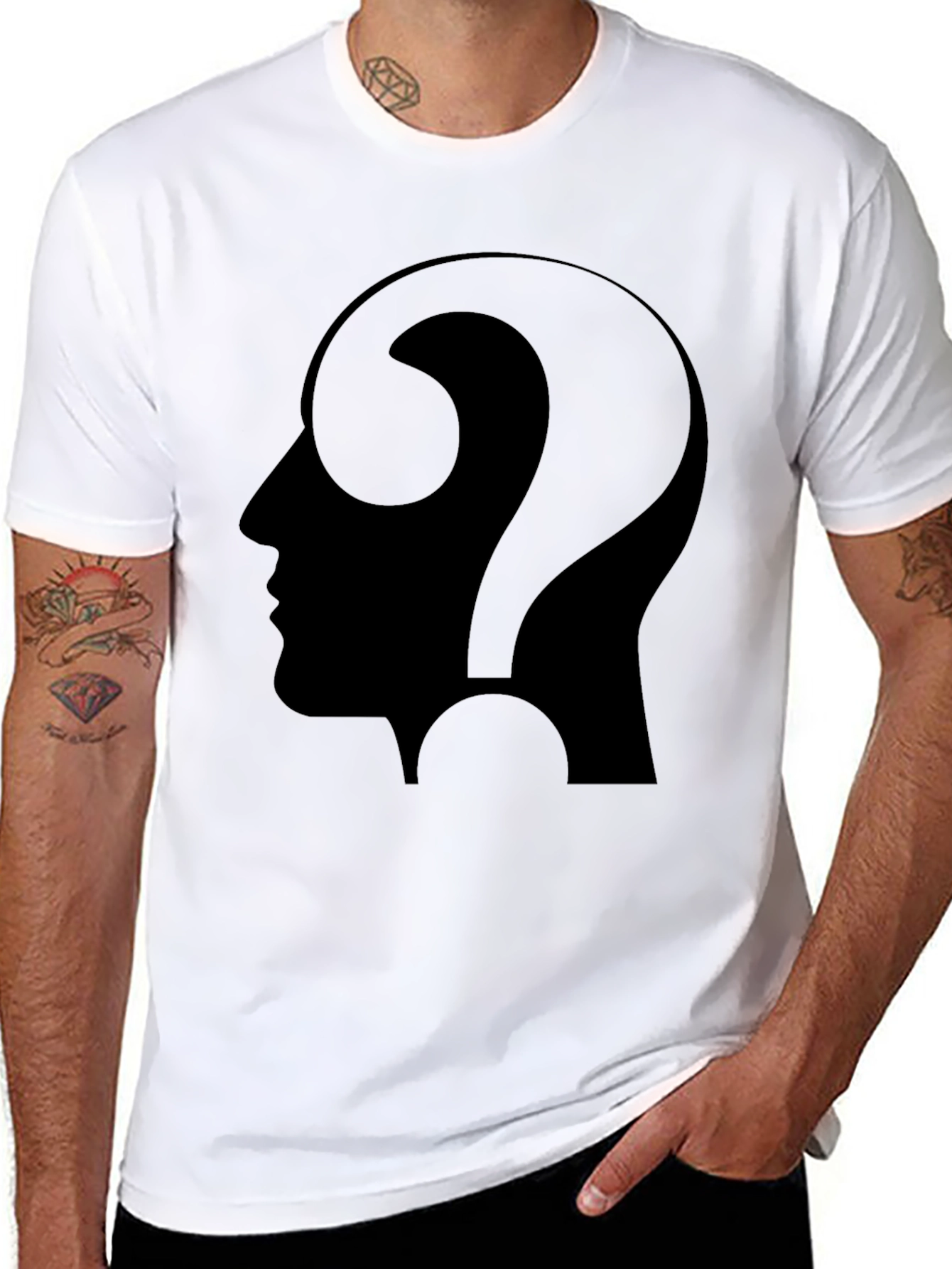 Thinking Man Tee - Question Mark Profile T-Shirt