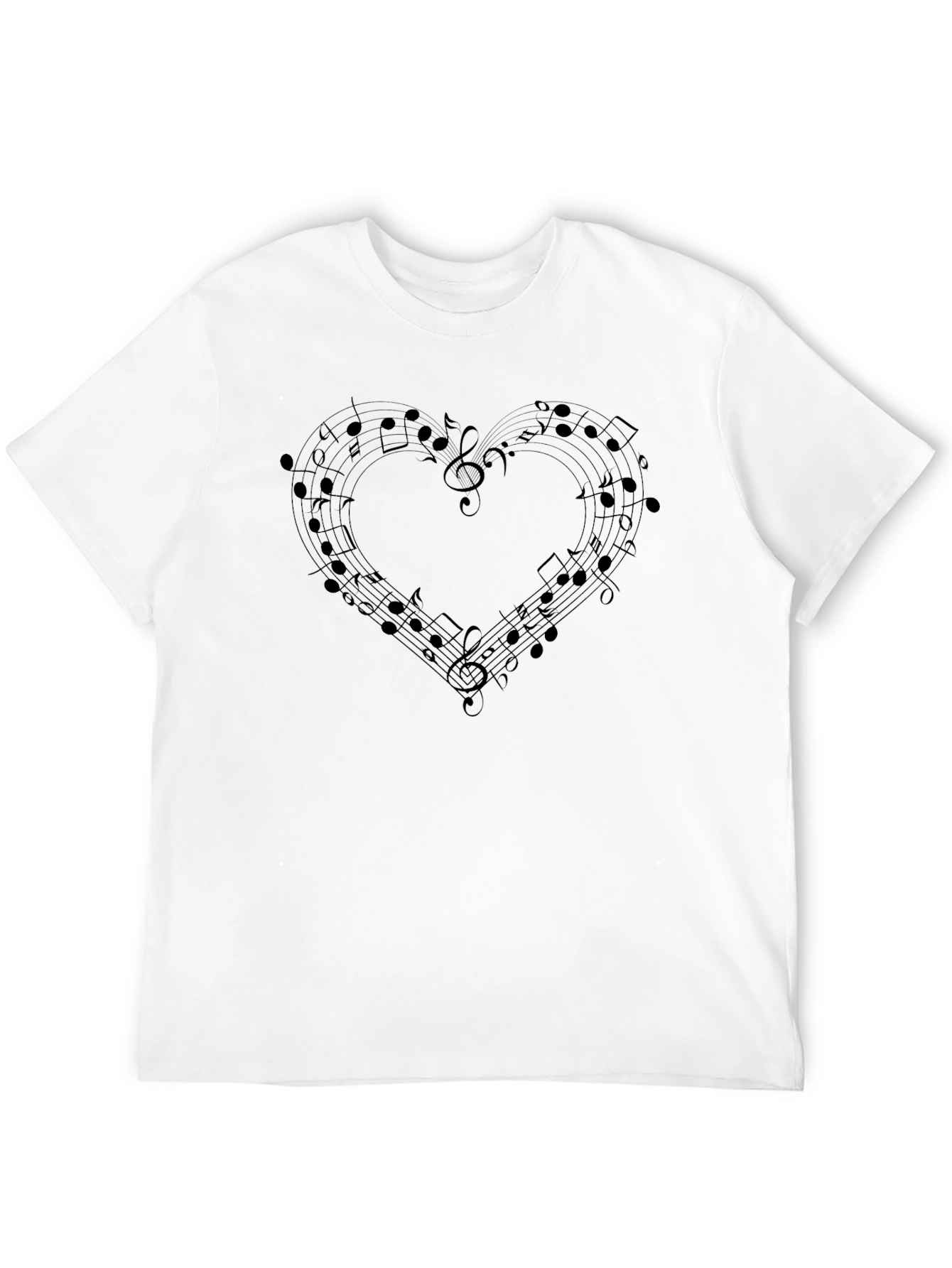 Musical Heart Tee - Black Crew Neck T-Shirt