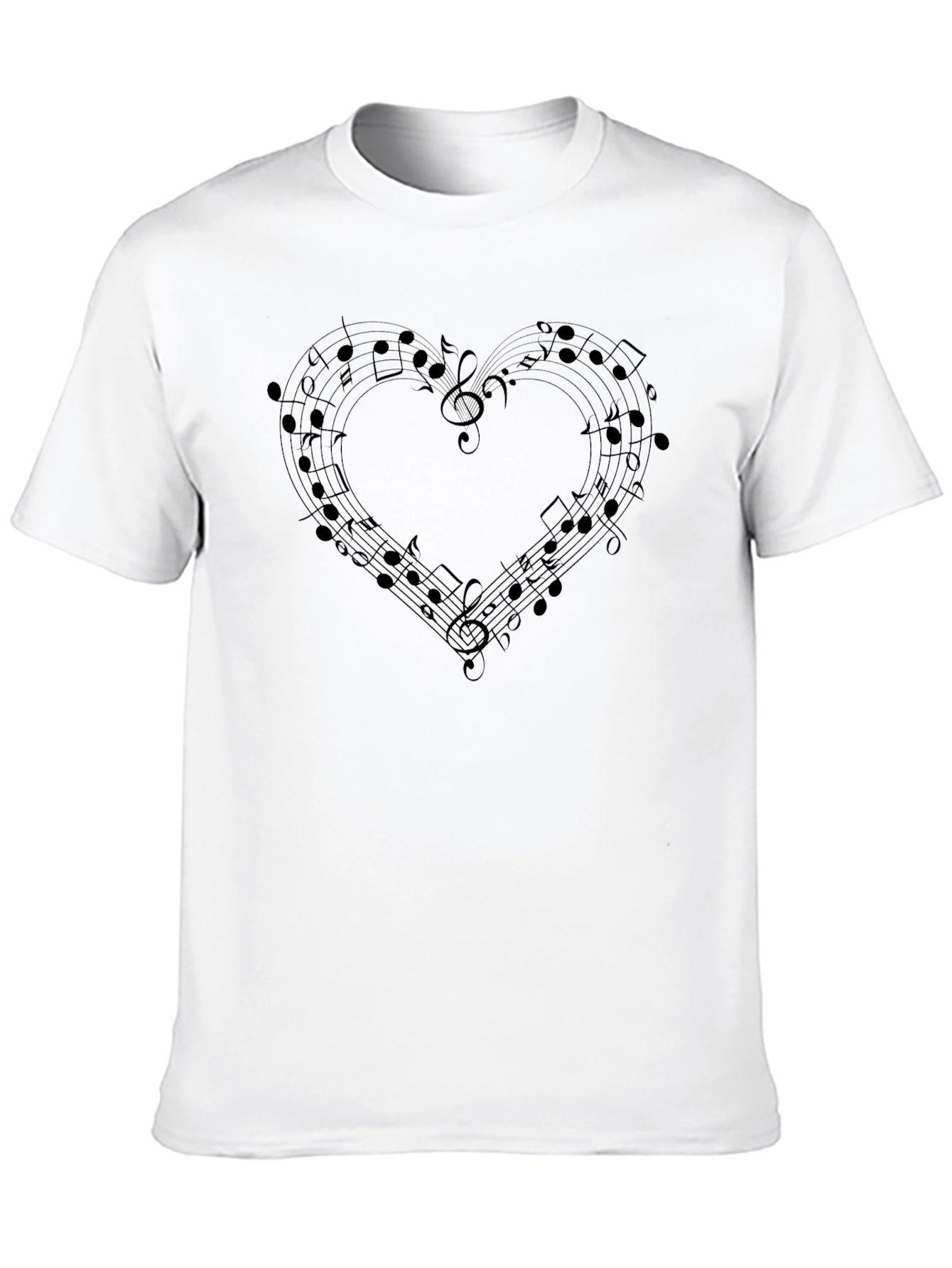 Musical Heart Tee - Black Crew Neck T-Shirt