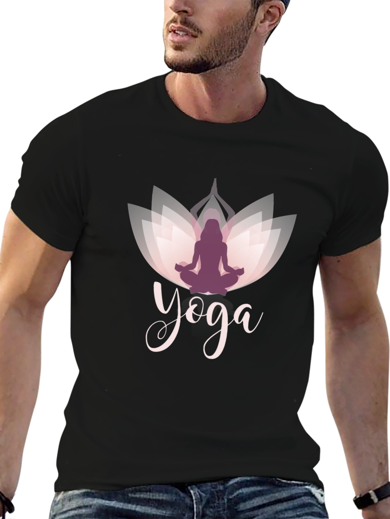 Yoga Lotus T-Shirt - Mens Black Tee