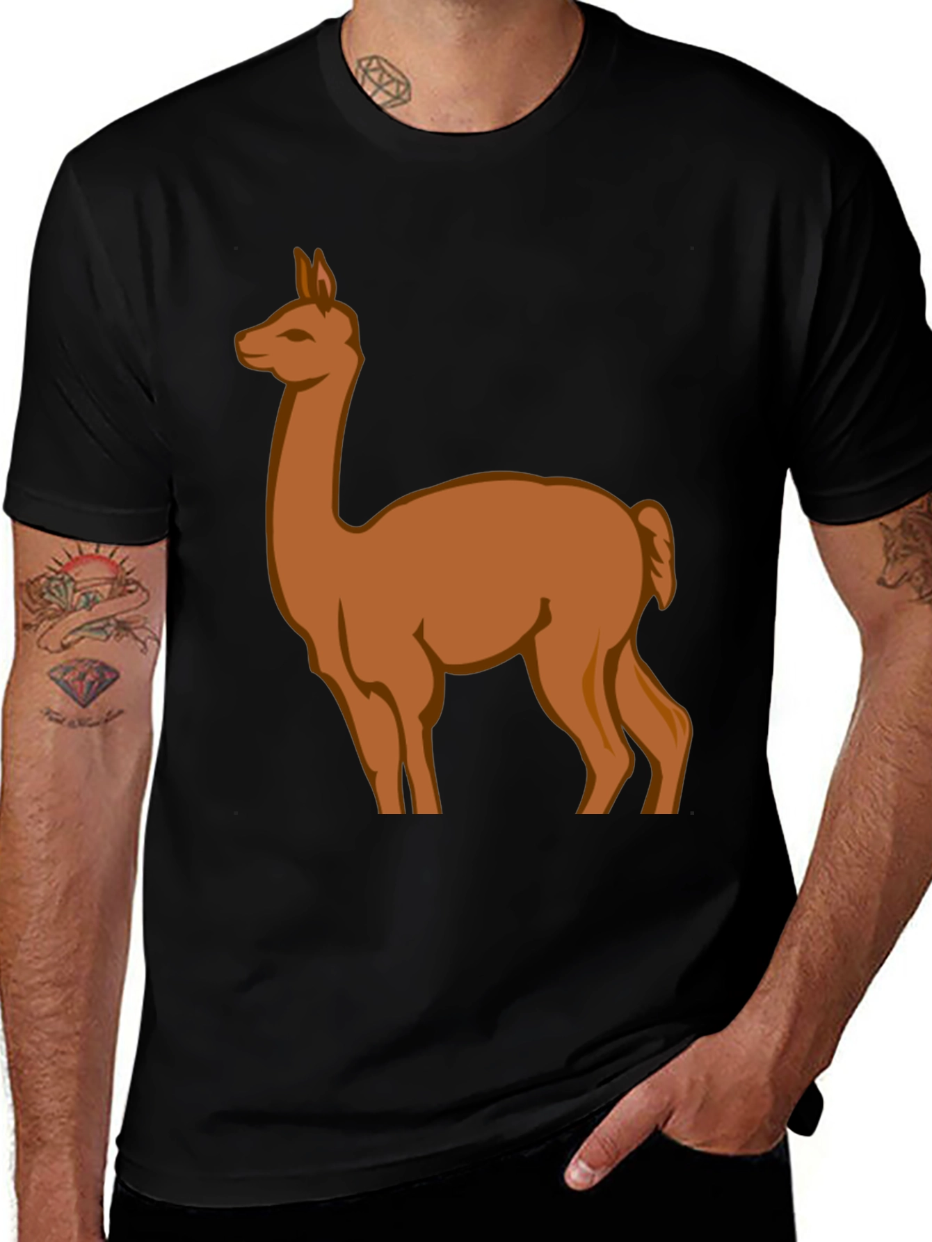 Llama Graphic Tee - Black Cotton Blend
