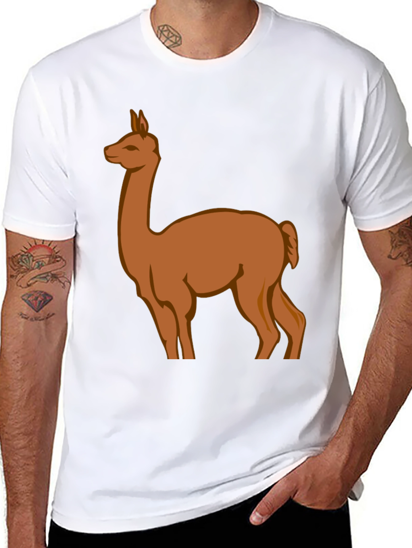 Llama Graphic Tee - Black Cotton Blend