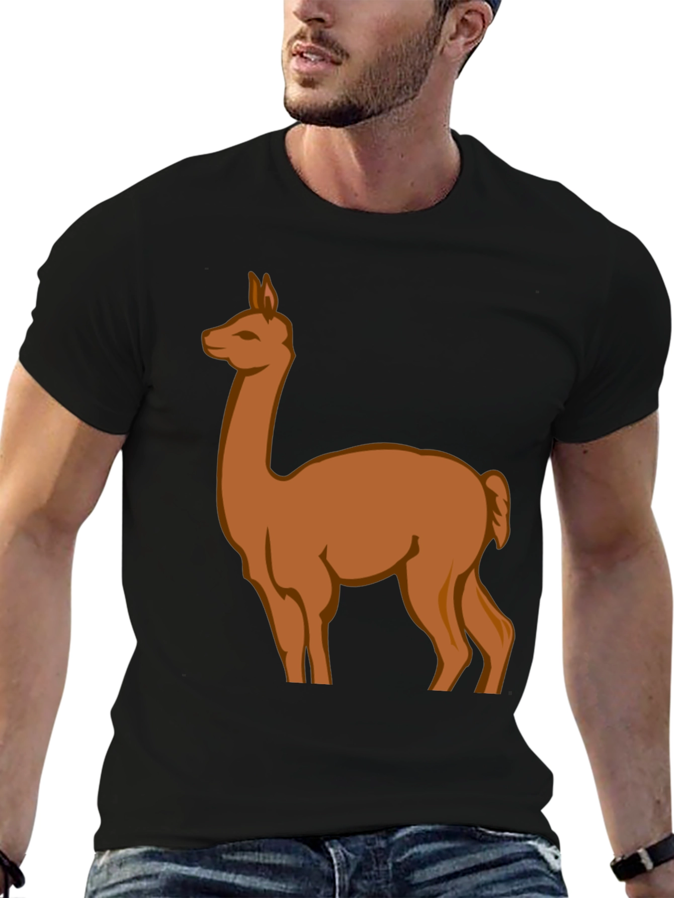 Llama Graphic Tee - Black Cotton Blend