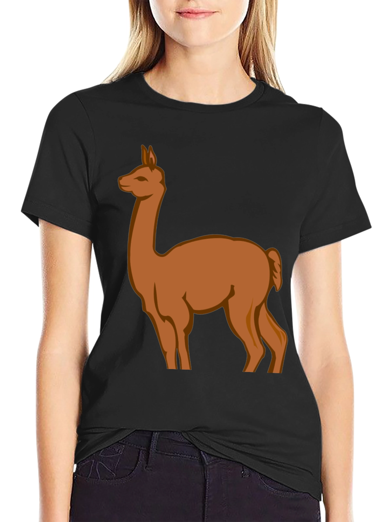 Llama Graphic Tee - Black Cotton Blend
