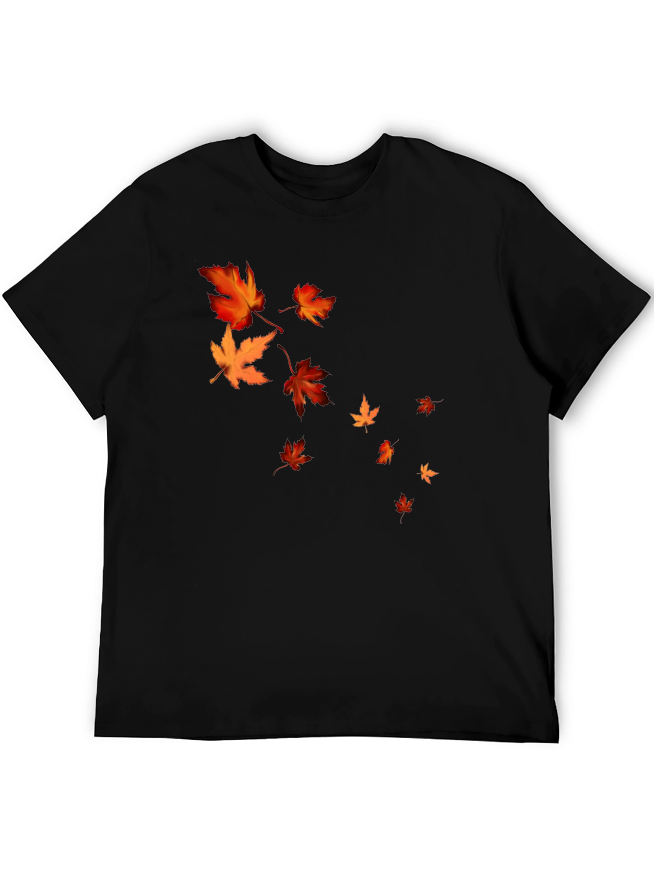 Fall Leaves Graphic Black T-Shirt