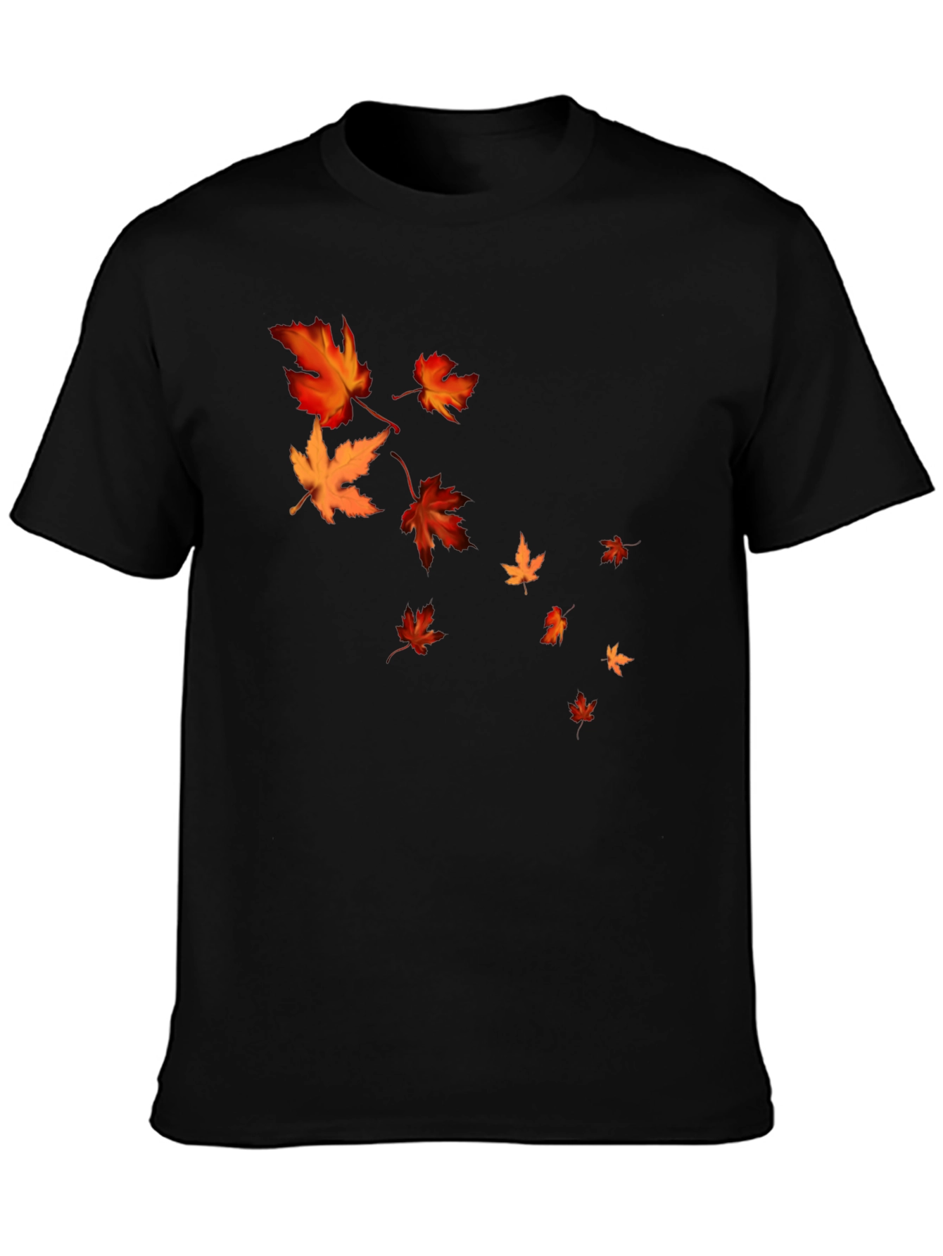 Fall Leaves Graphic Black T-Shirt