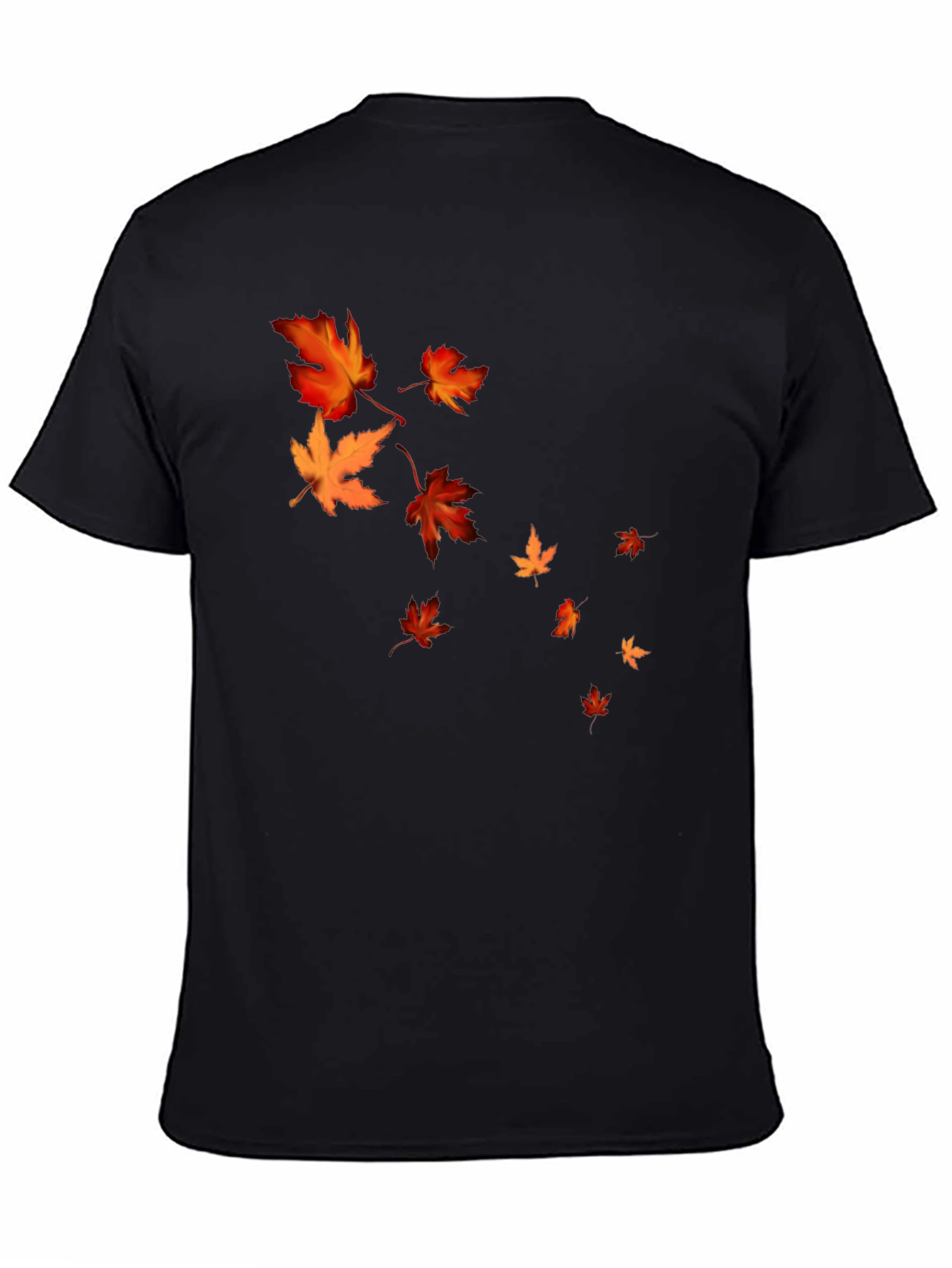 Fall Leaves Graphic Black T-Shirt
