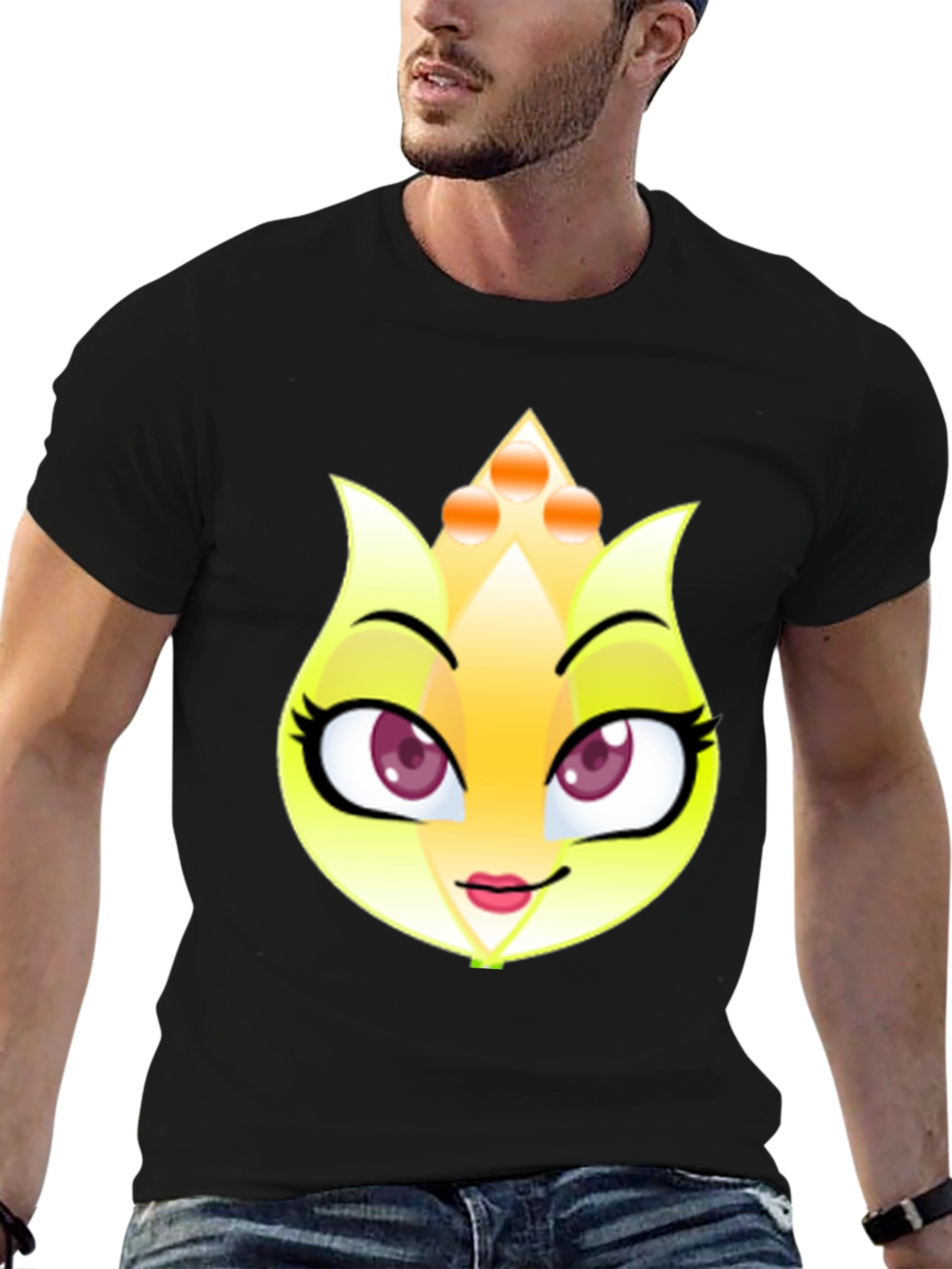 Cartoon Face Black T-Shirt